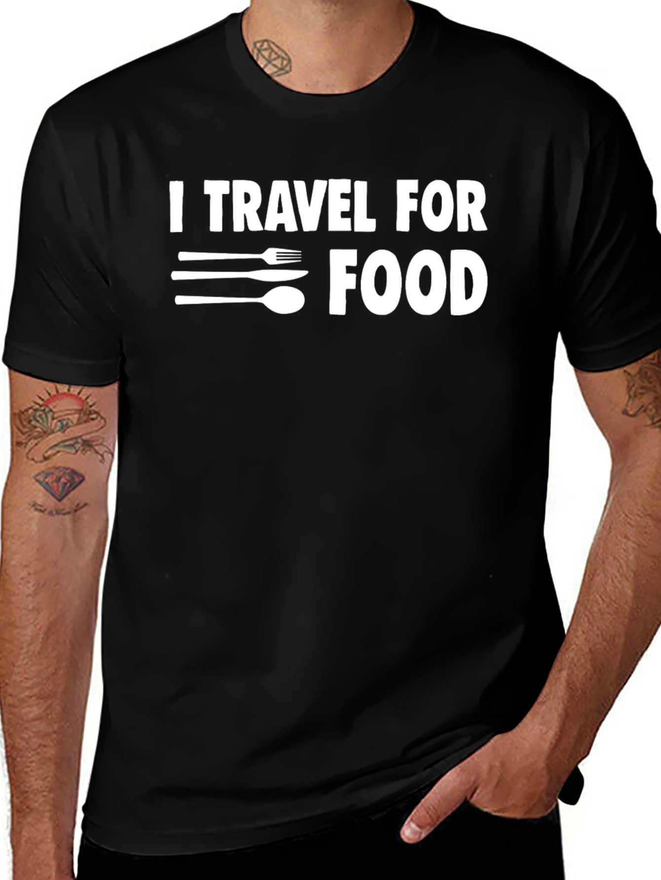 Variant 8 of I Travel For Food T-Shirt - Black