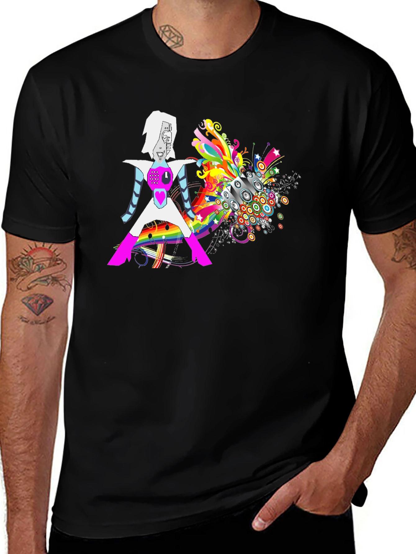 Funky Robot Graphic T-Shirt - Bold Colorful Design