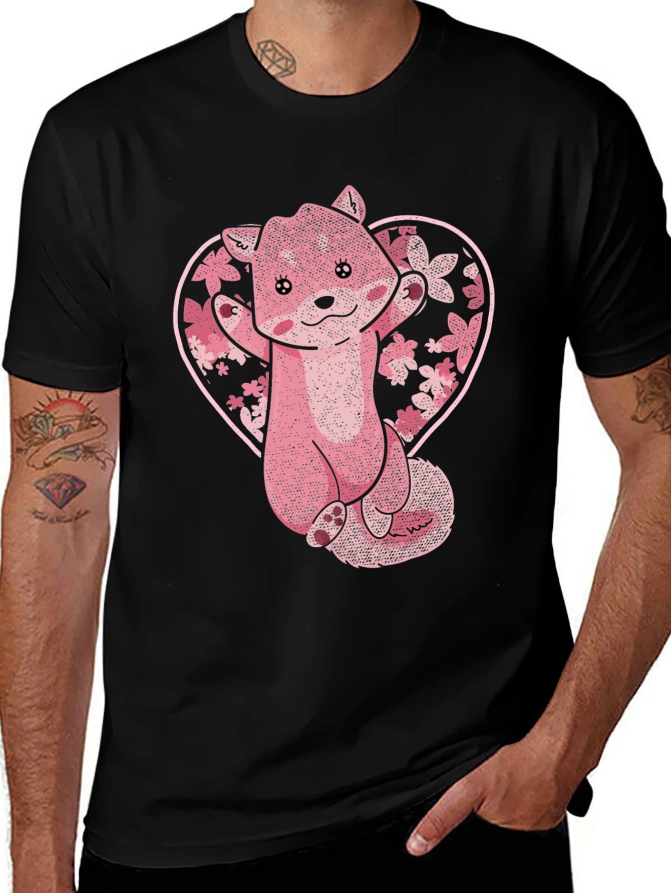 Variant 13 of Kawaii Pink Squirrel Heart Graphic Tee - Unisex
