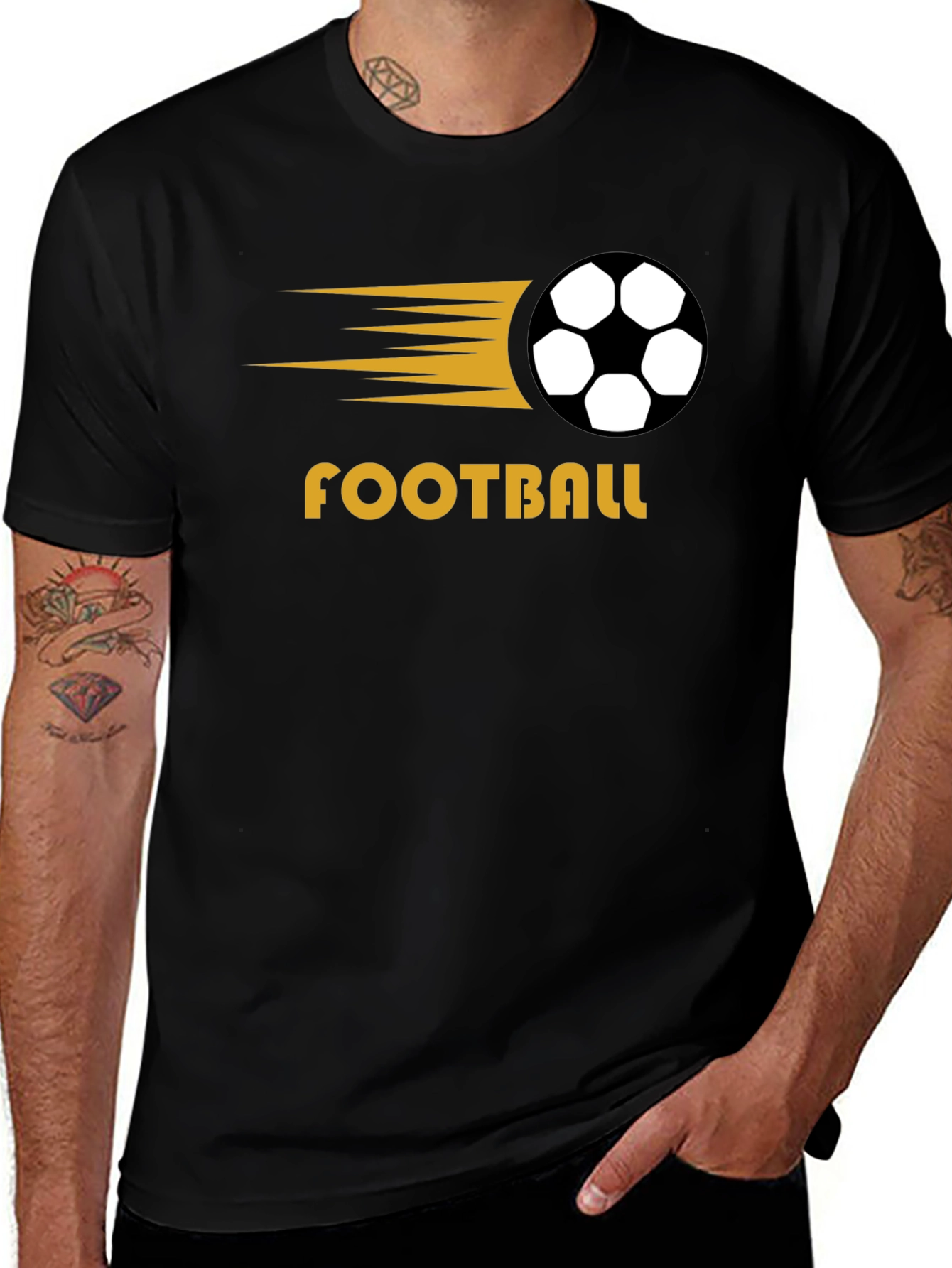 Football Graphic Tee - Black Cotton T-Shirt