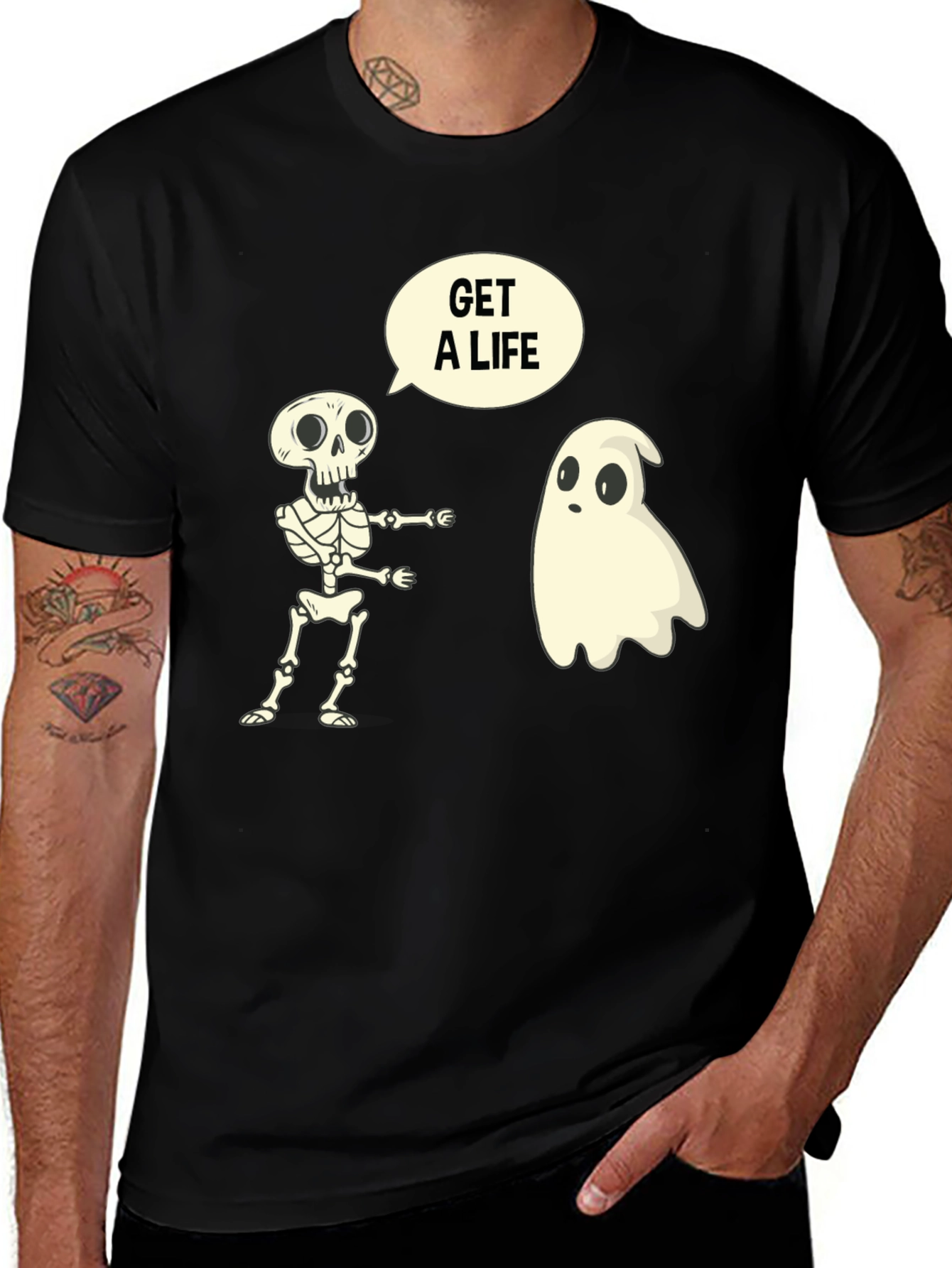 Variant 24 of Get a Life Skeleton & Ghost Graphic Tee