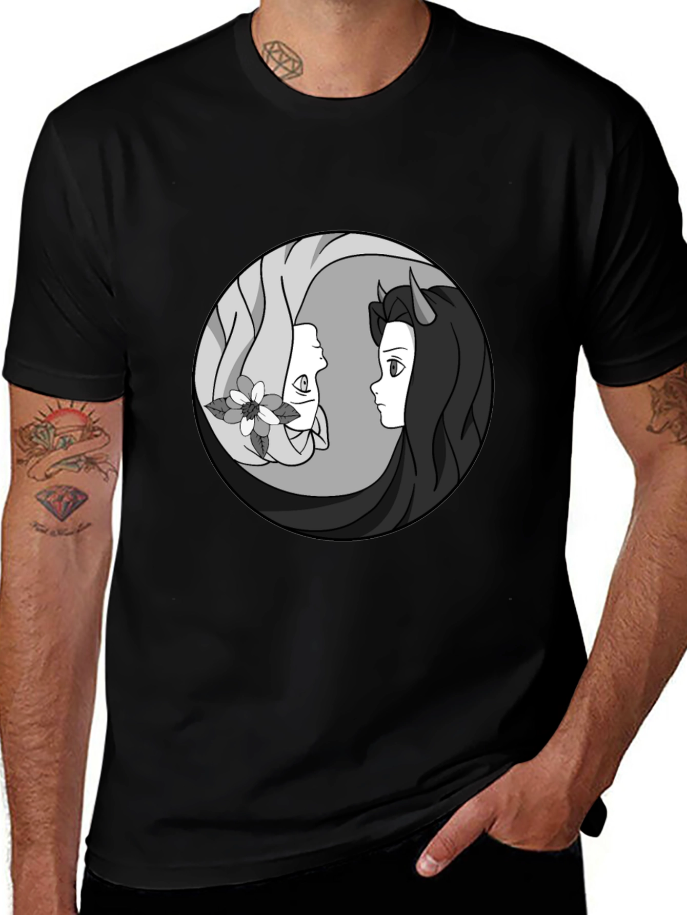 Variant 29 of Yin Yang Anime T-Shirt - Black Graphic Tee