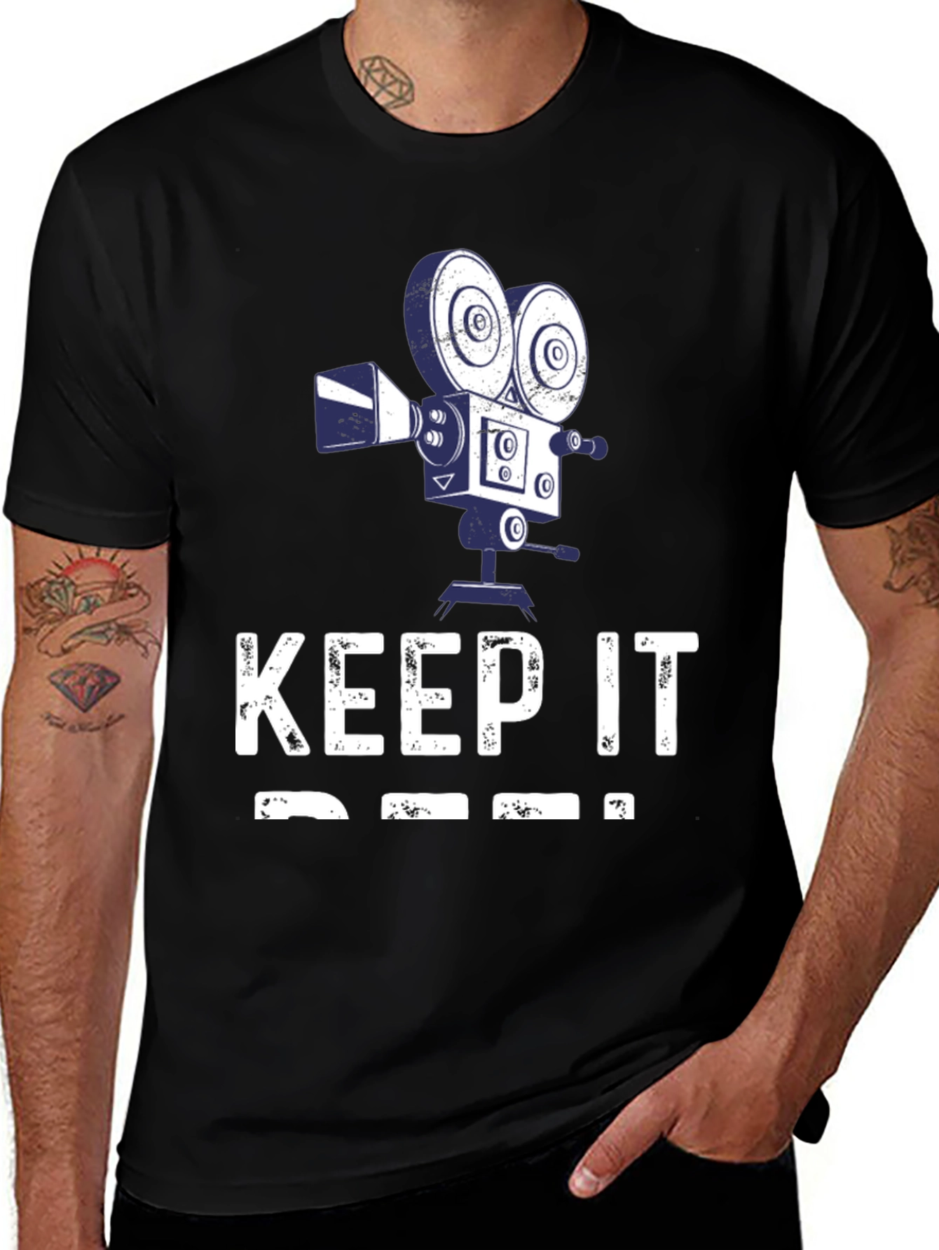 Keep It Reel Men's Black T-Shirt Camera Design