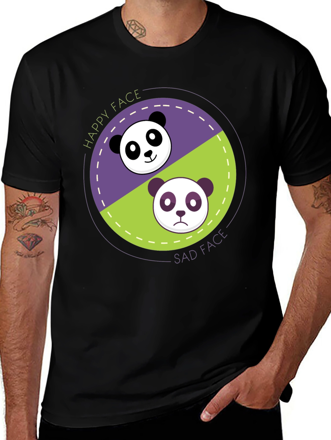 Variant 27 of Happy Sad Panda Graphic T-Shirt