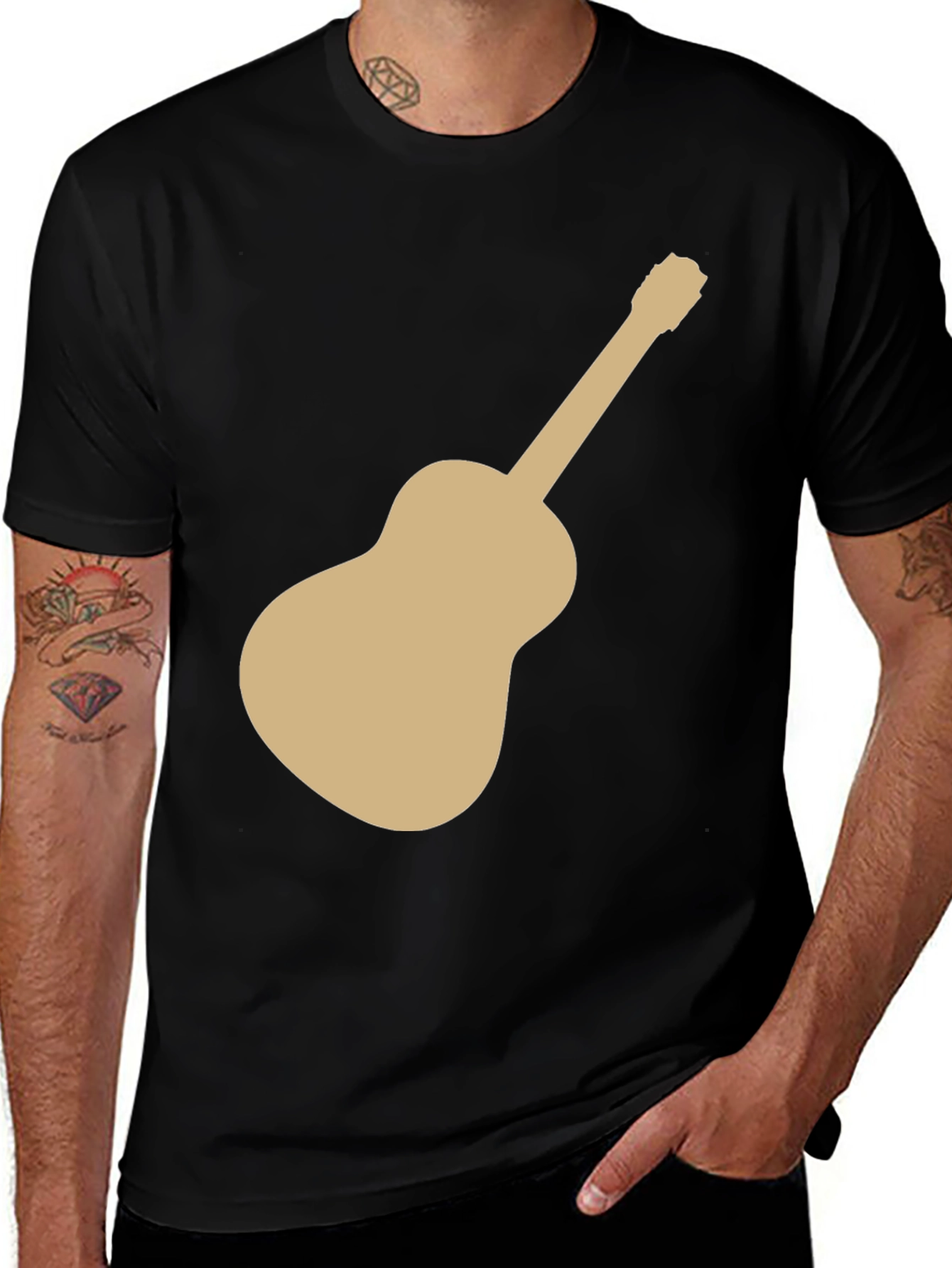 Variant 10 of Guitar Silhouette T-Shirt - Classic Style