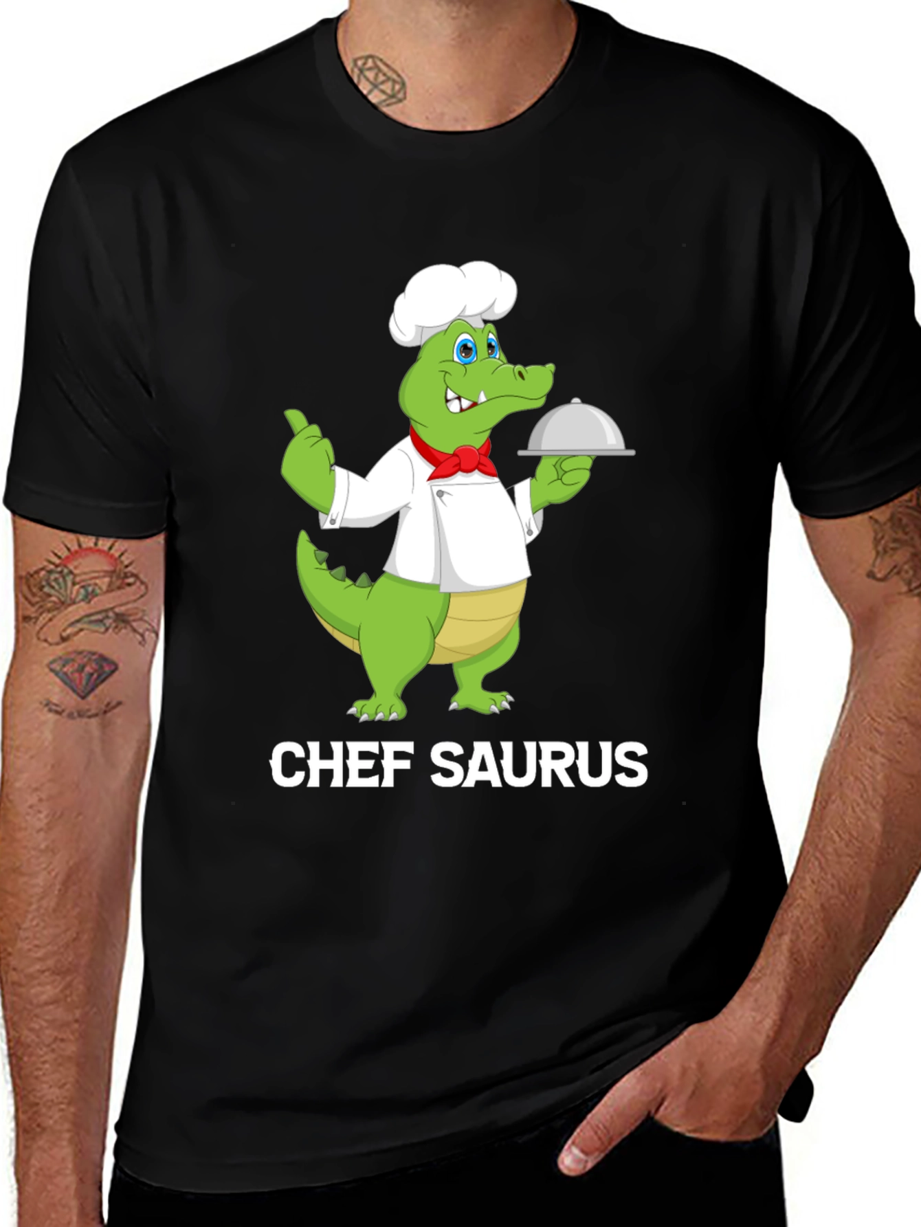 Chef Saurus T-Shirt - Funny Cartoon Crocodile Cook Tee