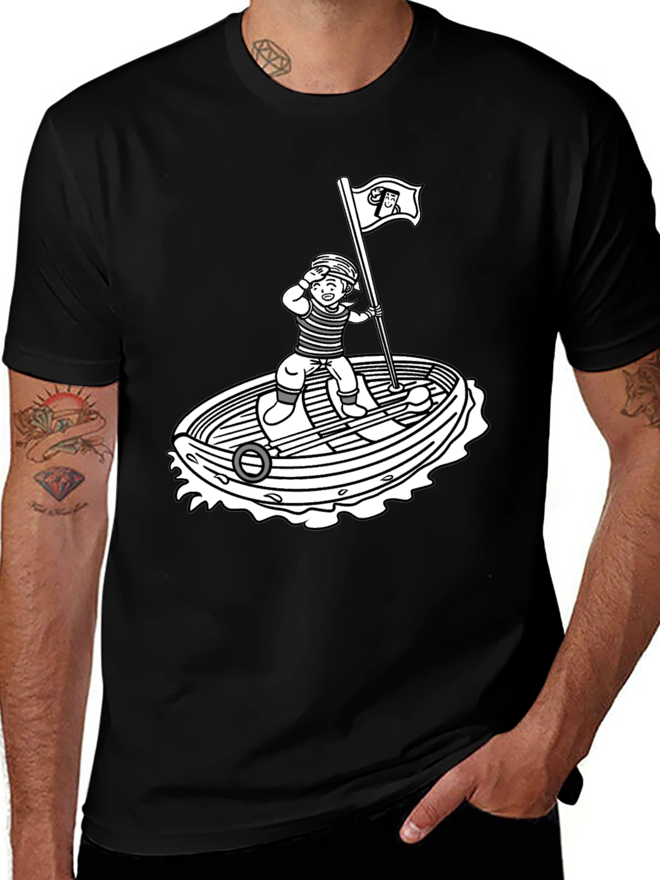 Variant 21 of Nautical Adventure T-Shirt - Cartoon Boat Design