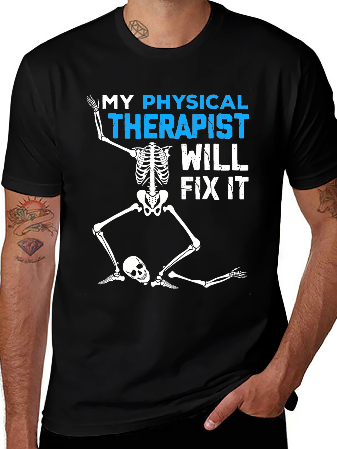 Variant 6 of Funny Physical Therapist Skeleton T-Shirt