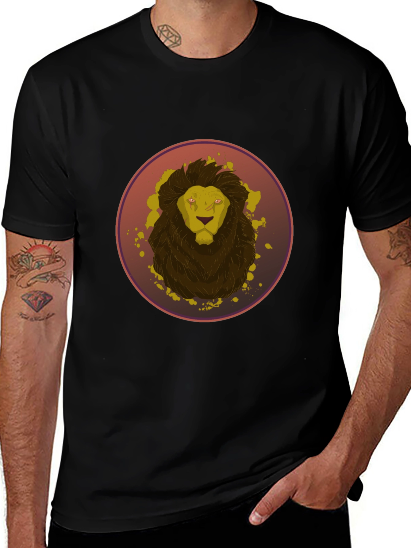 Variant 20 of Lion Graphic Tee - Men's Black T-Shirt