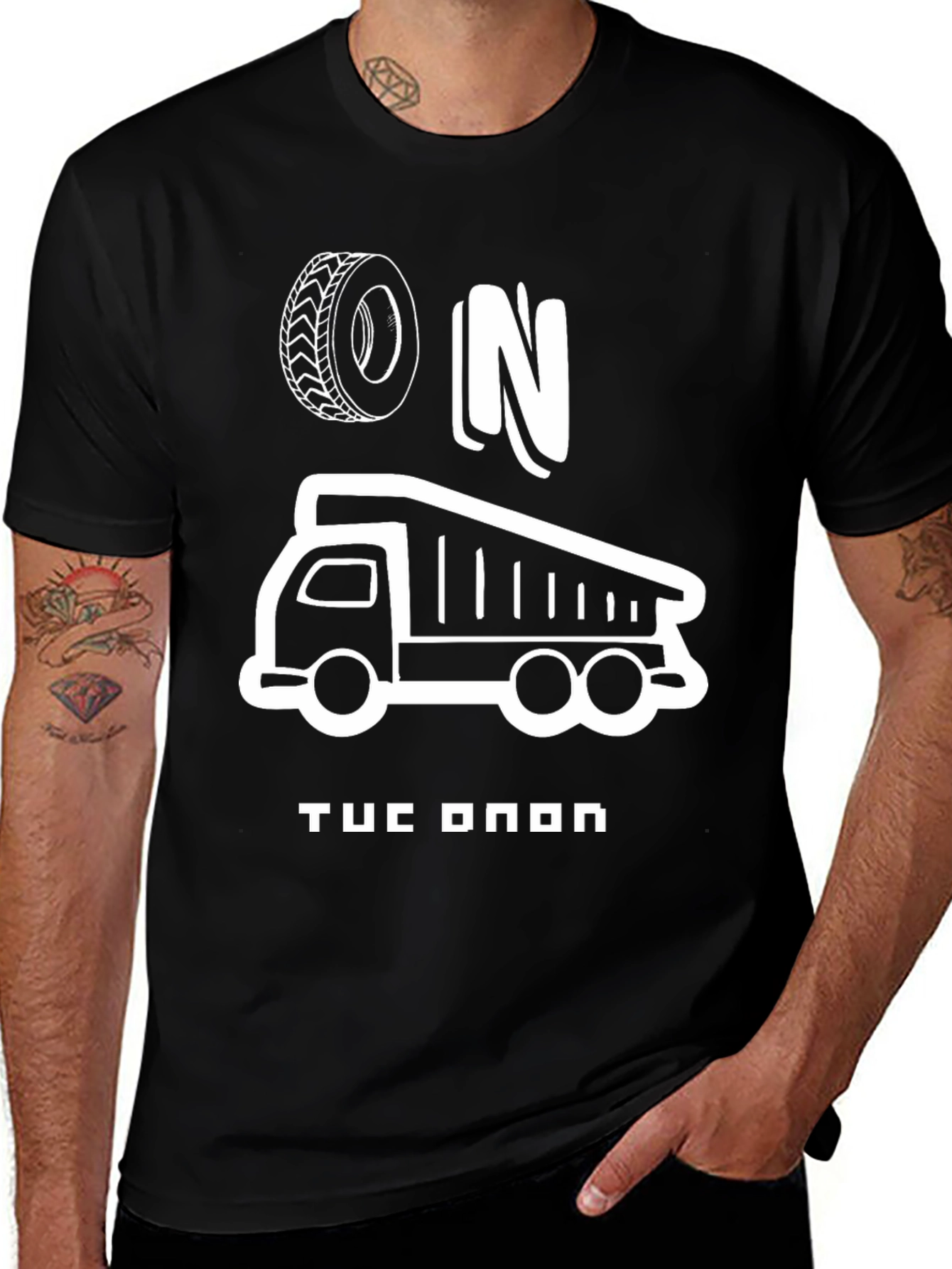Variant 14 of Trucking Graphic Tee - Black Cotton T-Shirt