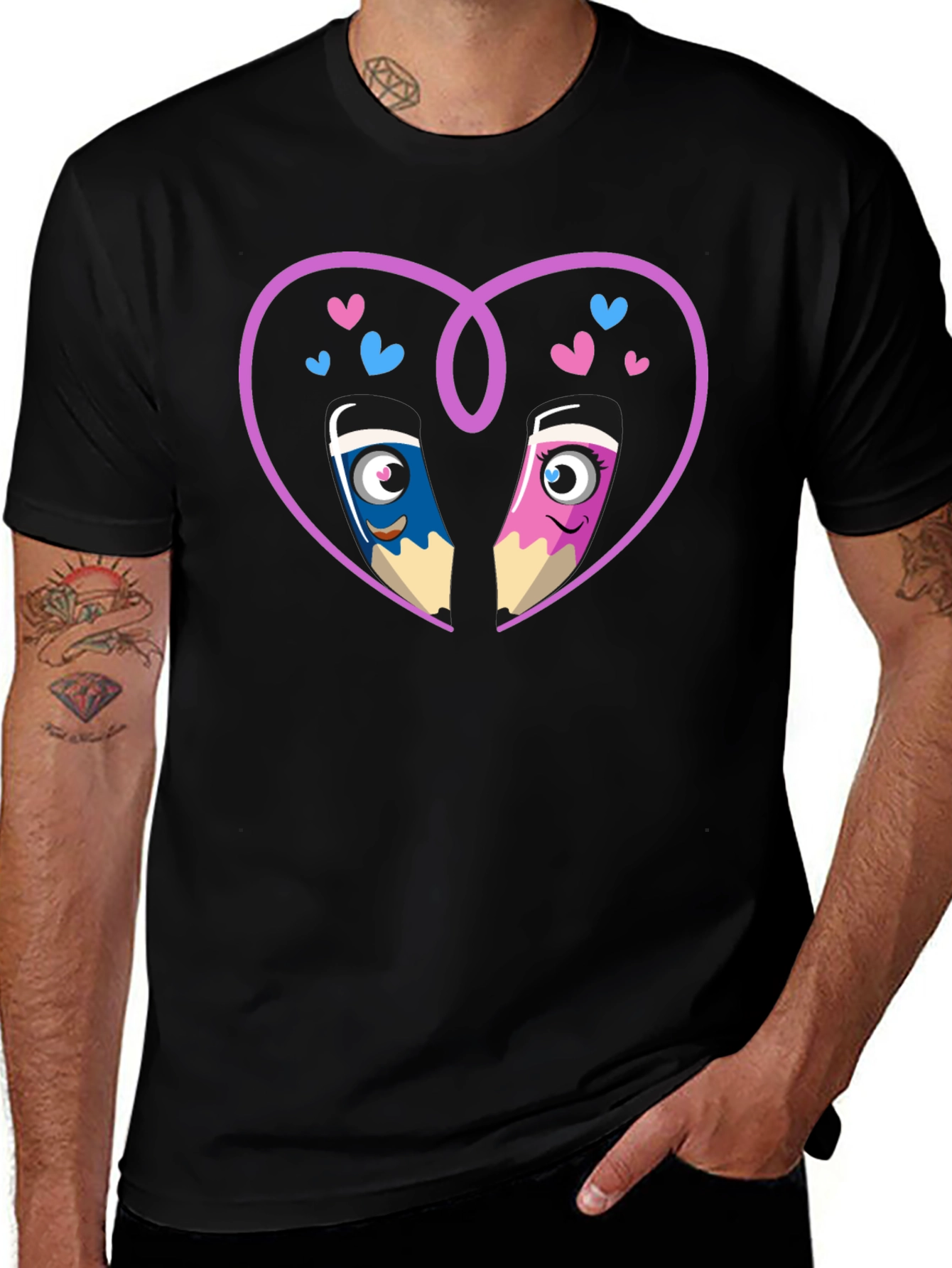 Variant 26 of Cartoon Pencil Heart Graphic Tee