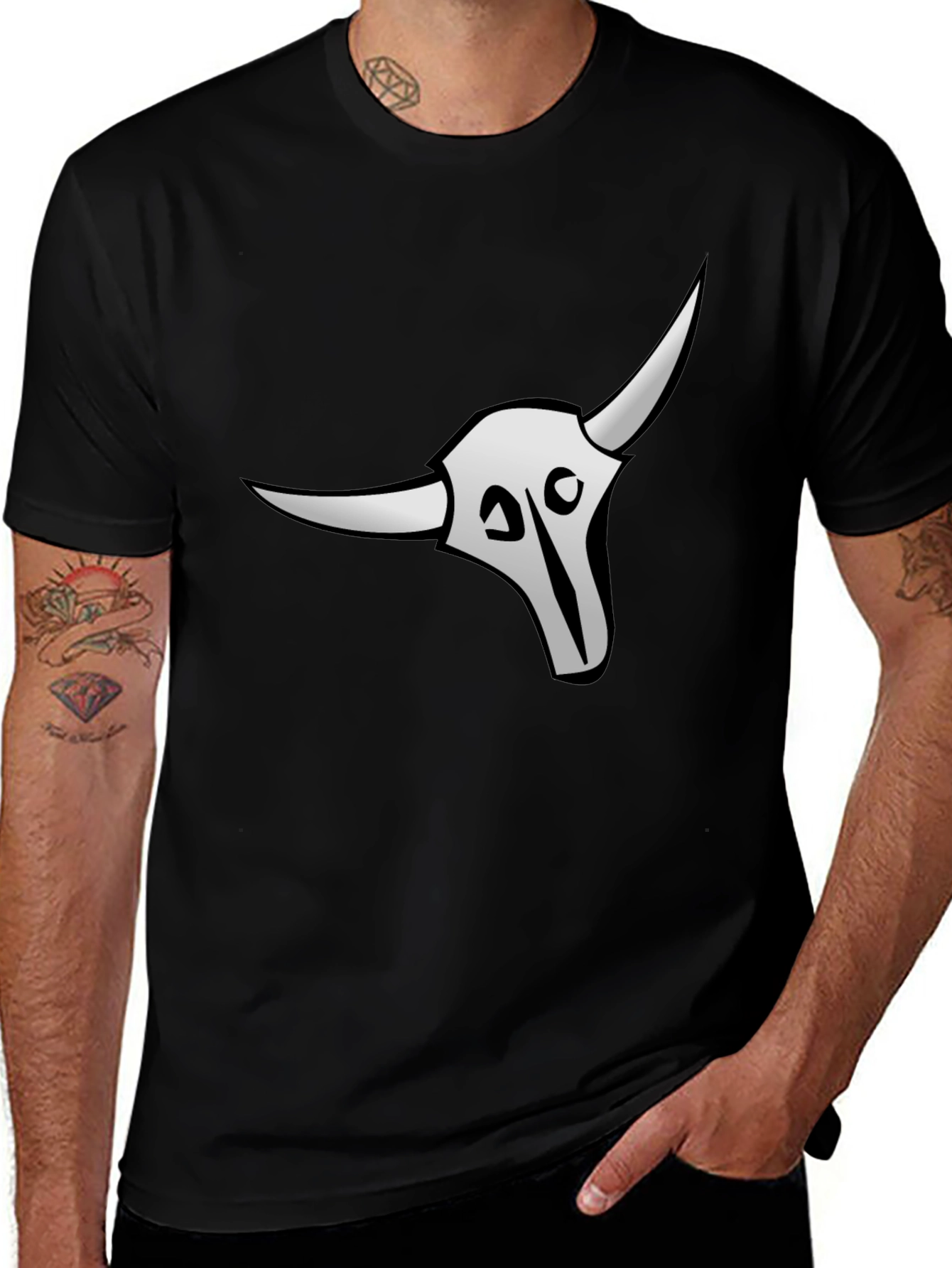 Variant 27 of Skull Bull T-Shirt - Premium Black Cotton Tee
