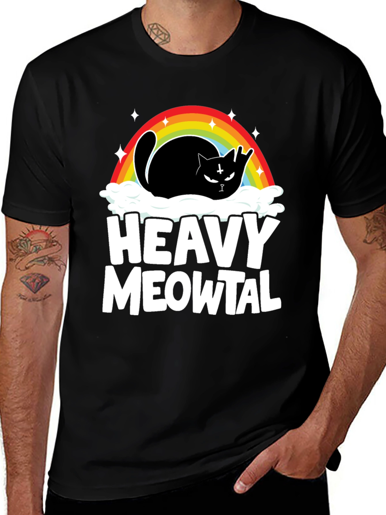 Variant 7 of Heavy Meowtal Black Cat T-Shirt