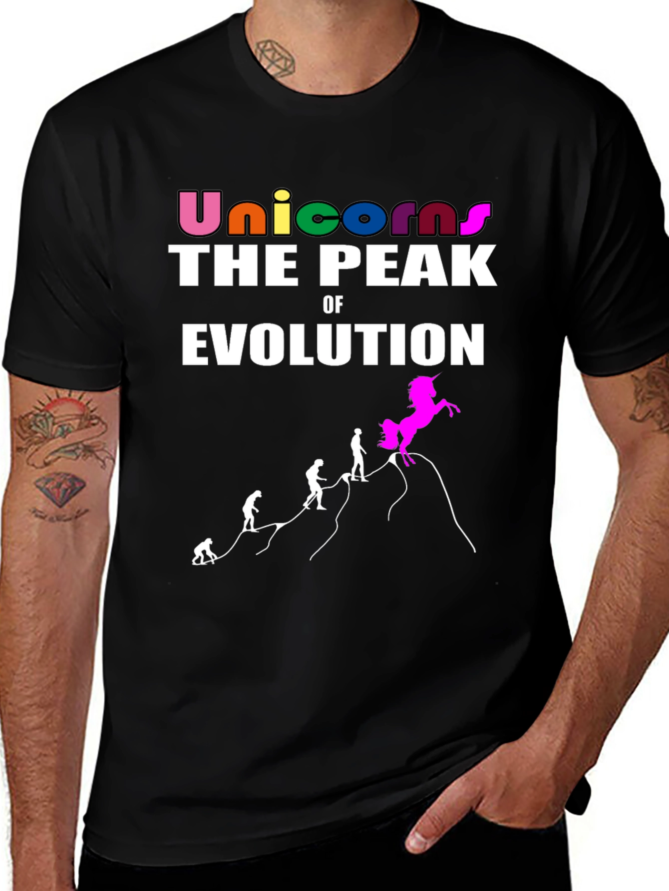 Variant 22 of Unicorn Peak Evolution Graphic Tee - Black