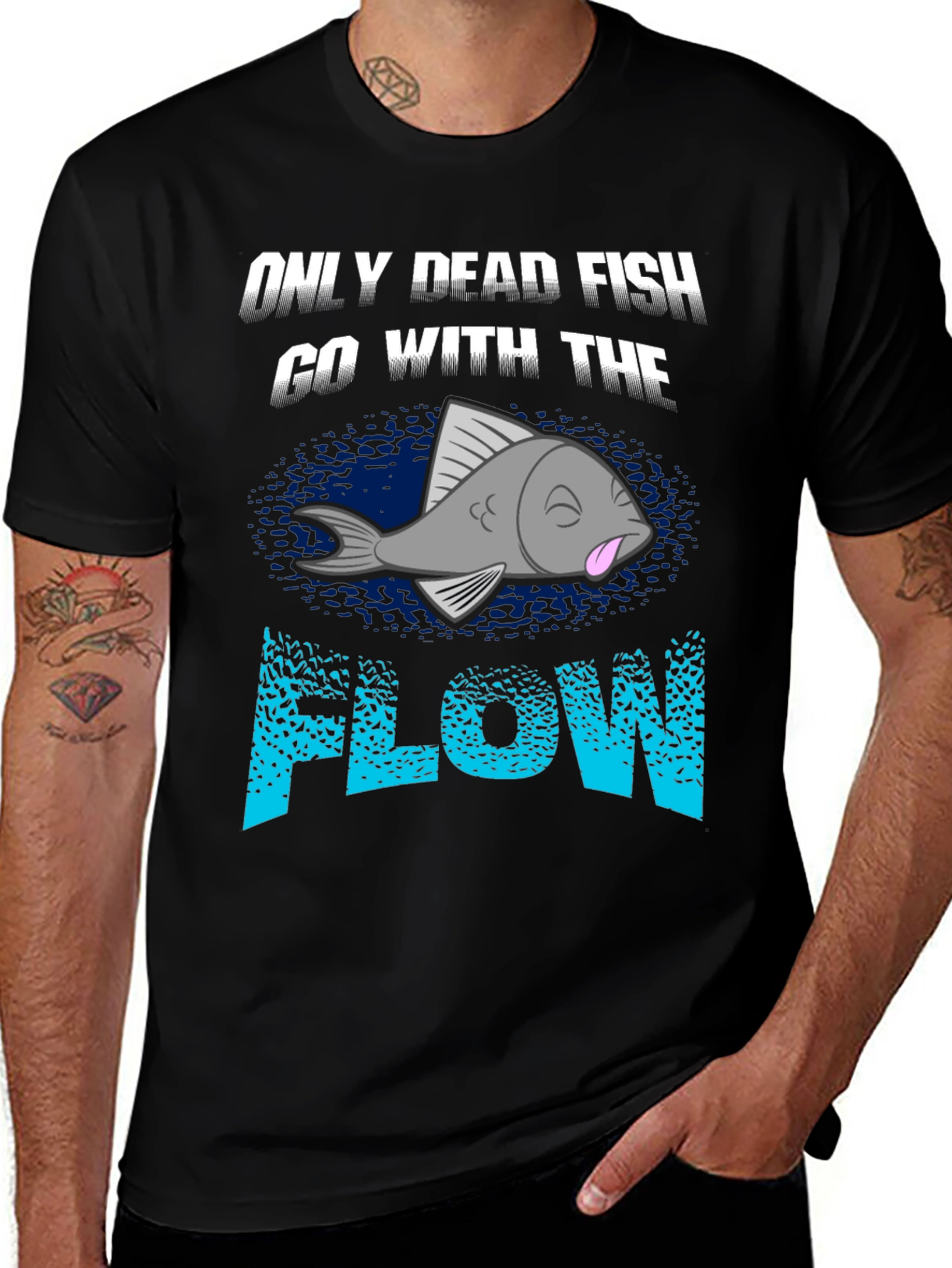 Variant 20 of Dead Fish Flow Graphic Tee - Funny Men's T-Shirt