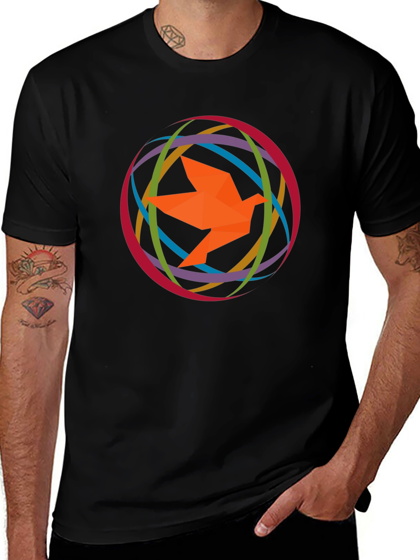 Variant 8 of Geometric Bird Tee - Colorful Graphic Print Shirt