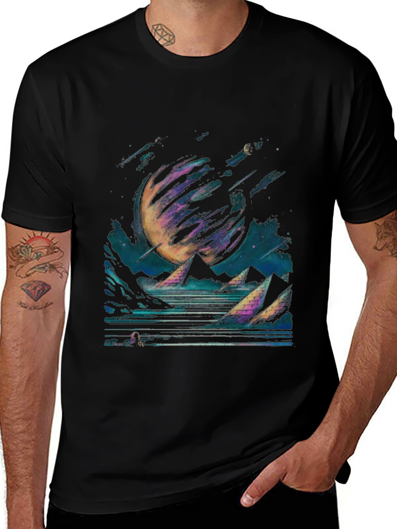 Cosmic Pyramid T-Shirt - Black Graphic Tee