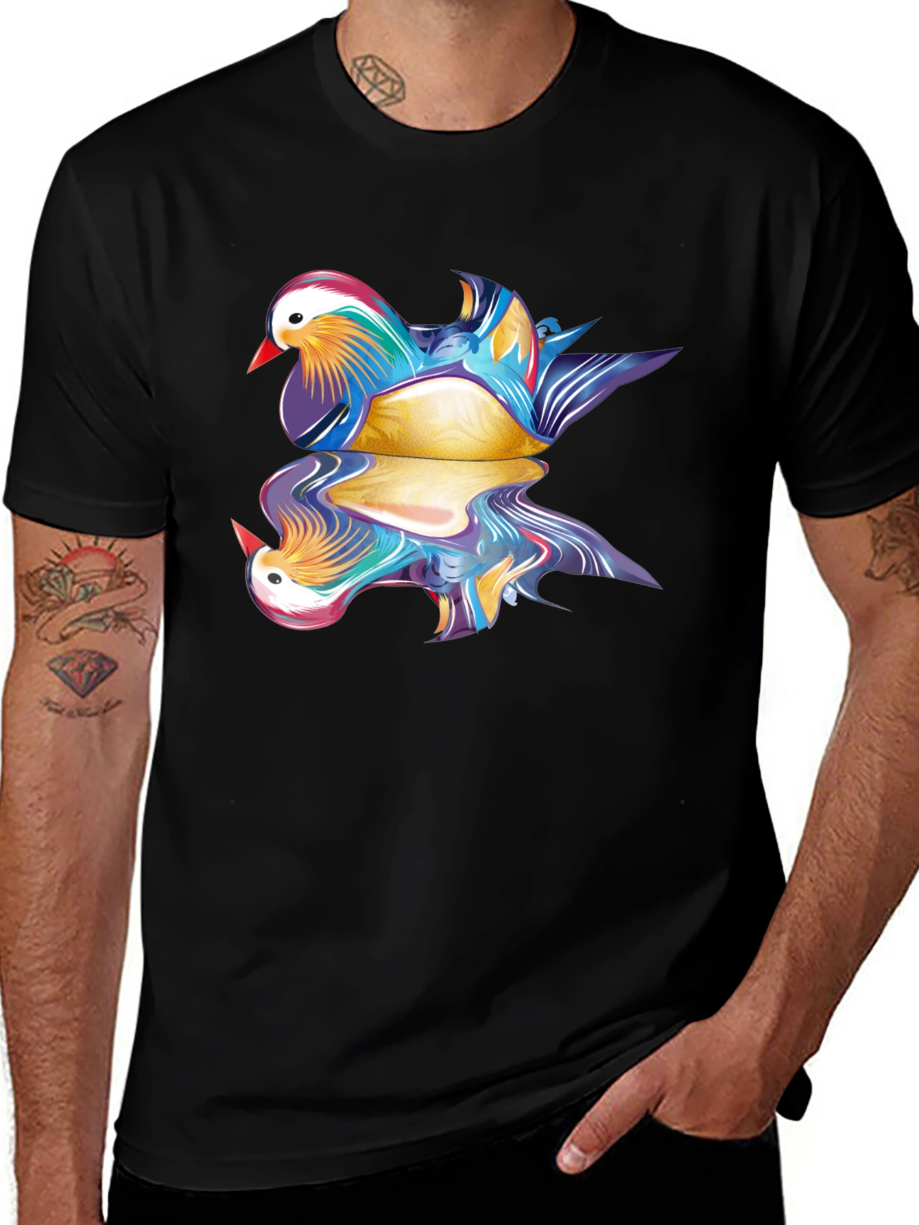 Mandarin Duck Reflection Graphic T-Shirt