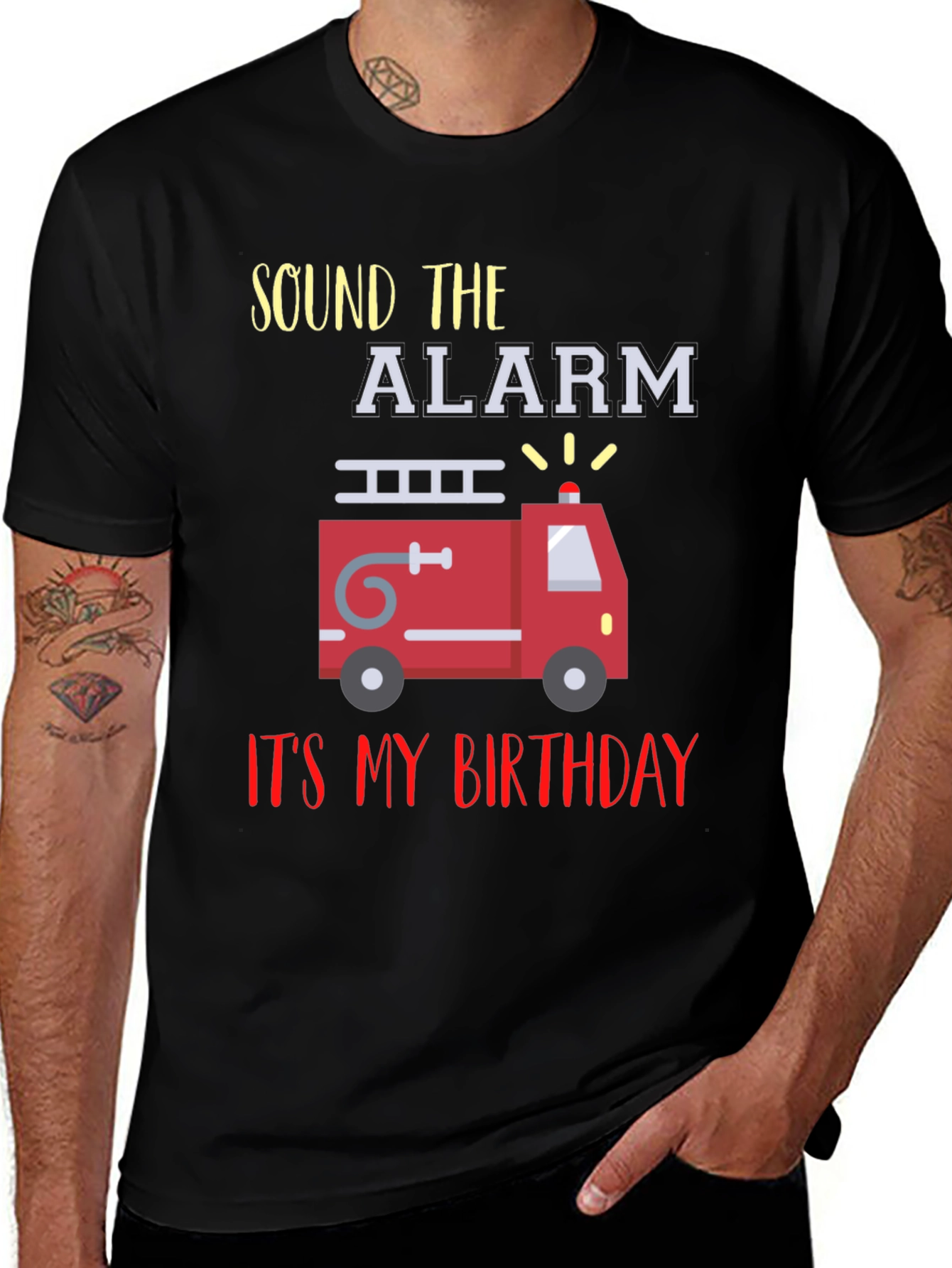 Variant 8 of Fire Truck Birthday T-Shirt - Sound the Alarm!