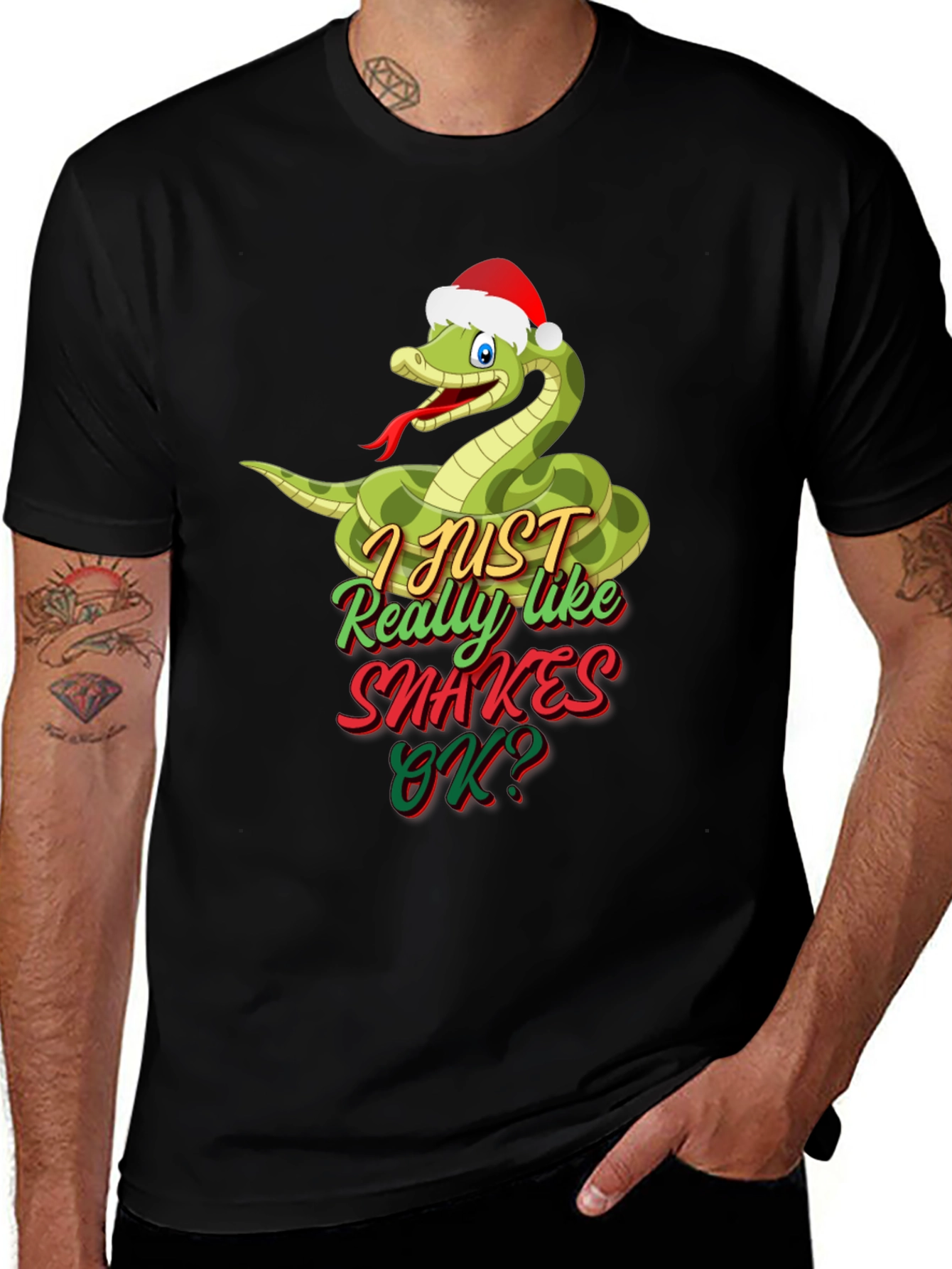Variant 18 of Funny Christmas Snake T-Shirt - I Just Really Like Snakes!