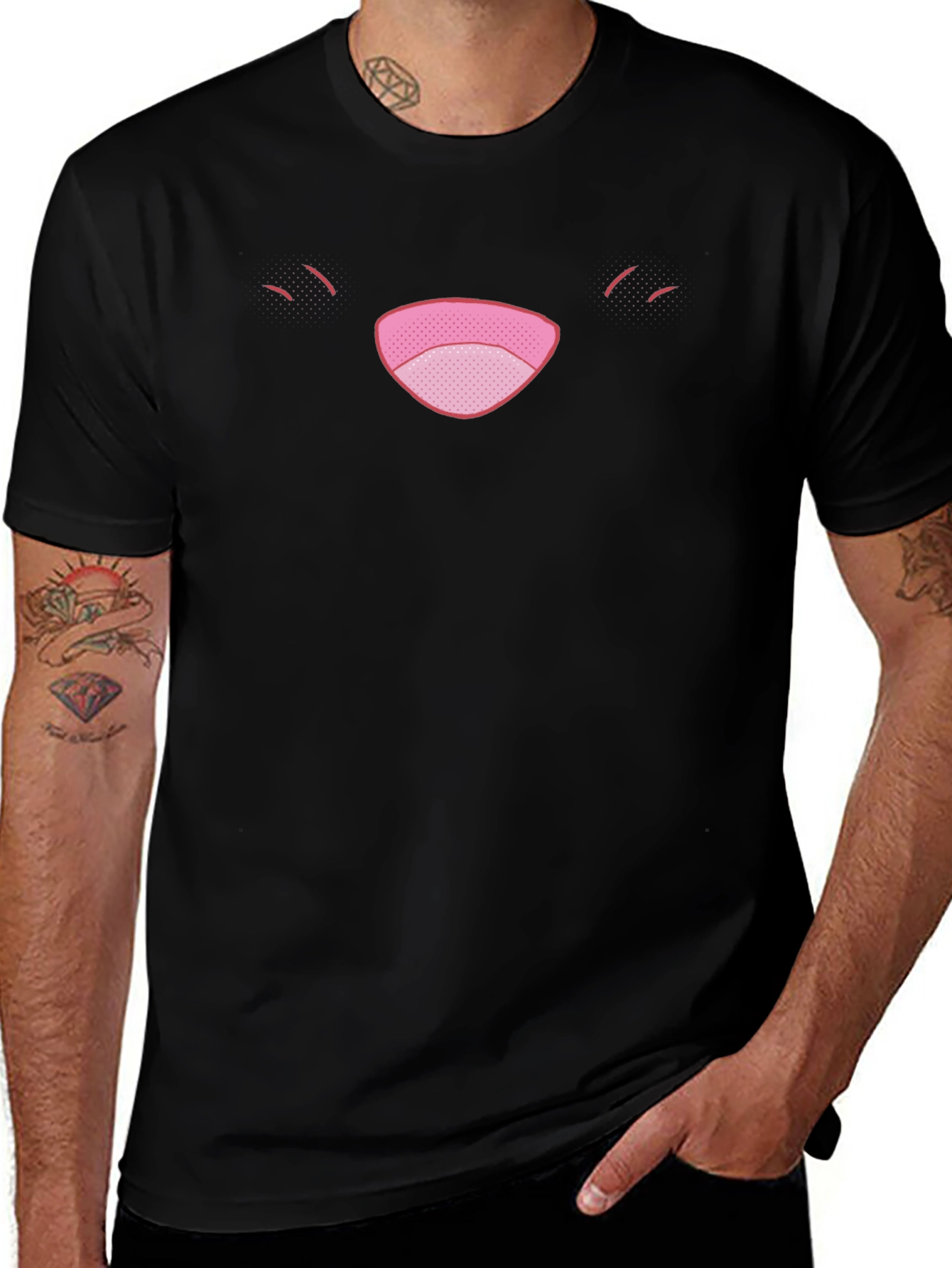 Variant 27 of Funny Face Graphic Tee - Black Cotton Comfort