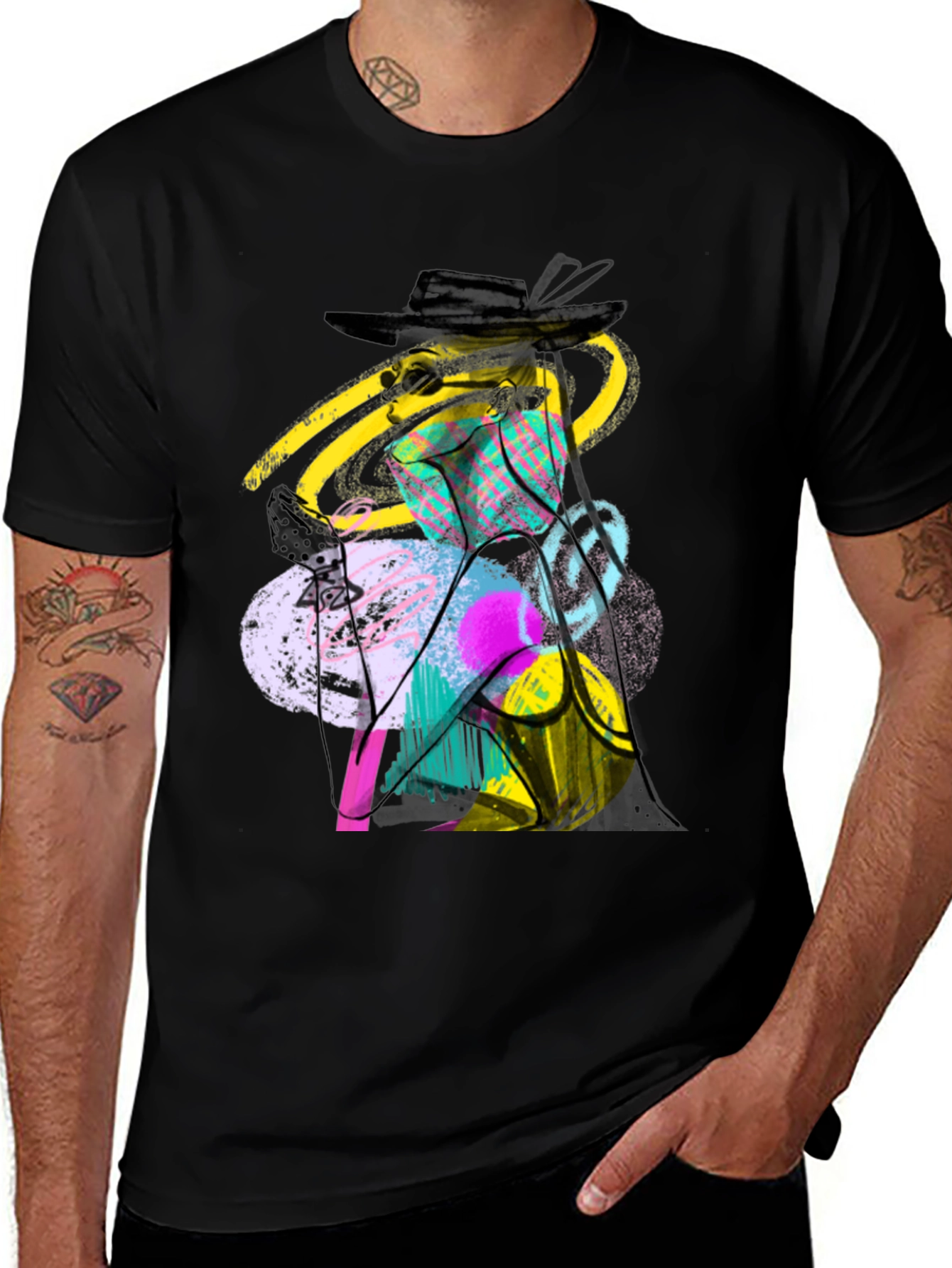 Variant 8 of Abstract Graphic Print Black T-Shirt