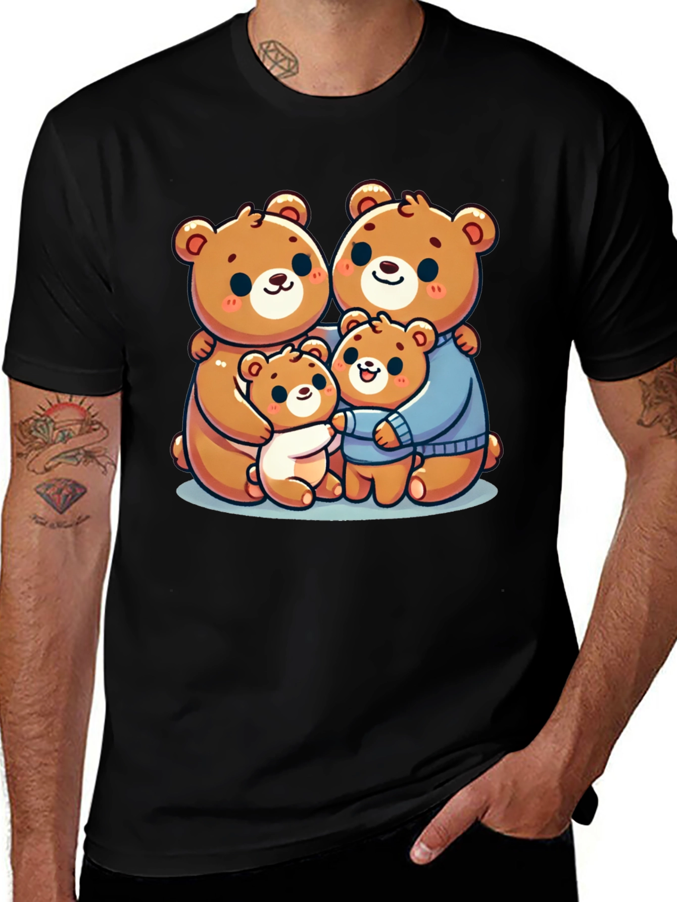 Variant 10 of Cute Bear Family Cartoon T-Shirt