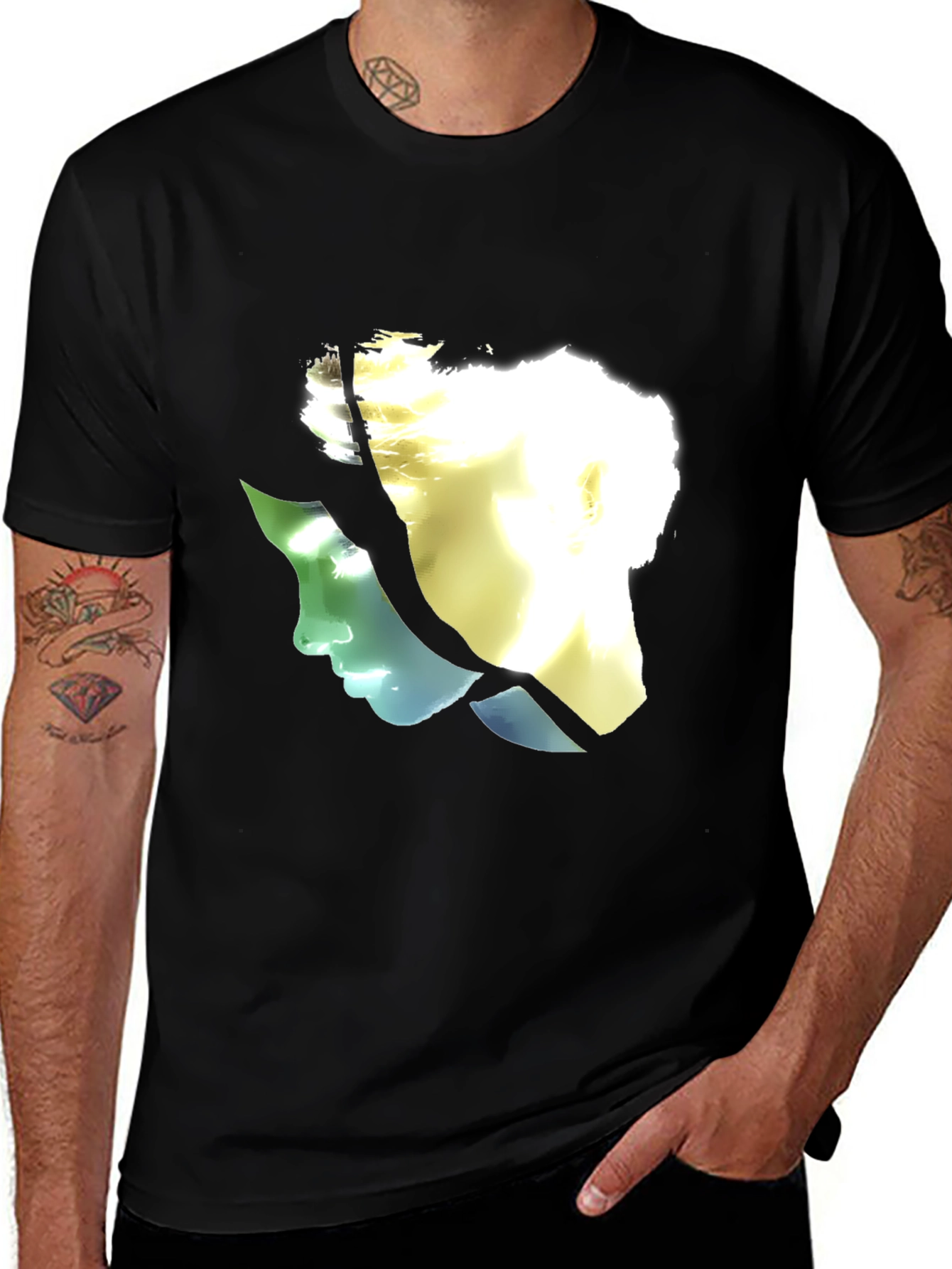 Variant 3 of Abstract Faces Graphic Tee - Black
