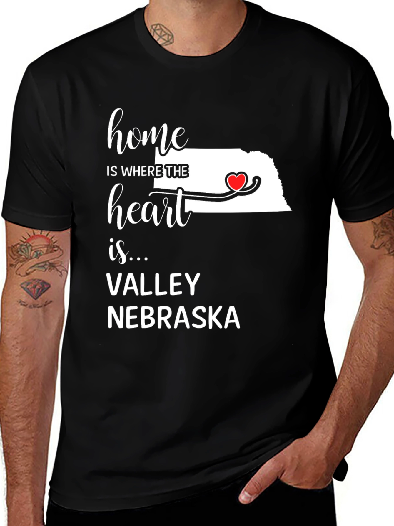 Home is Where the Heart is Valley Nebraska T-Shirt