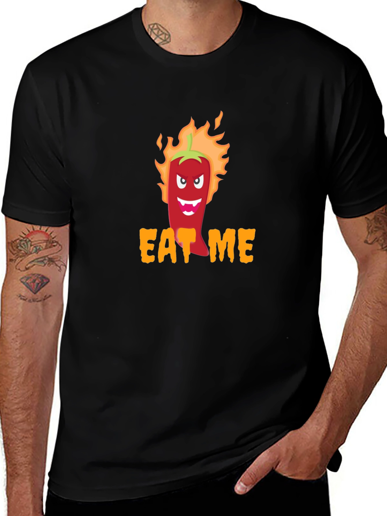Eat Me Spicy Pepper Graphic Tee - Black T-Shirt