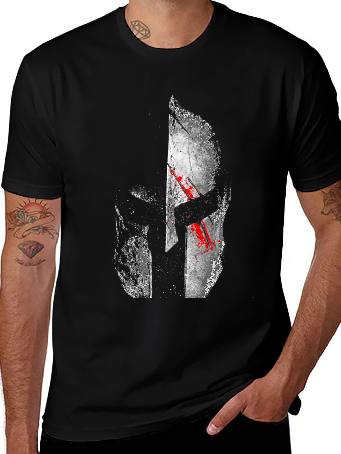 Spartan Helmet Graphic T-Shirt - Black