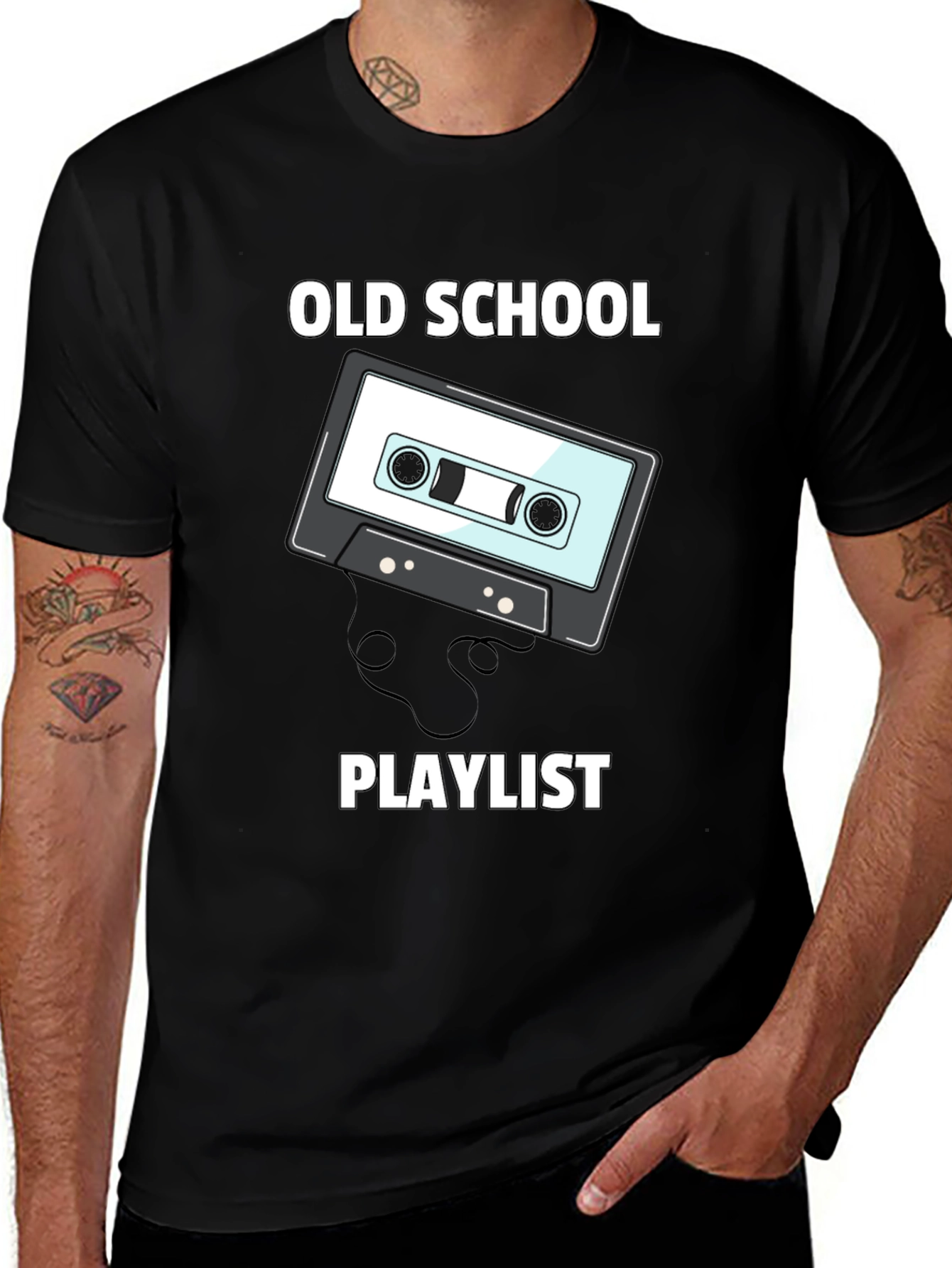 Variant 3 of Old School Playlist Cassette Tape Graphic Tee