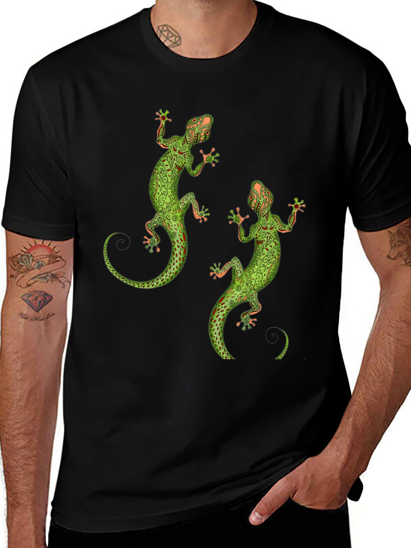 Black Lizard Graphic Tee - Unique Reptile Print main image