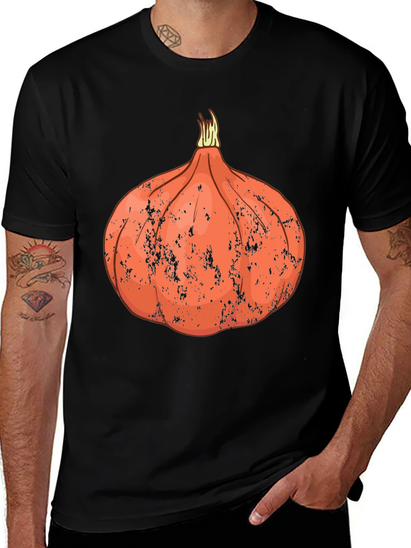 Funny Onion Graphic Black T-Shirt