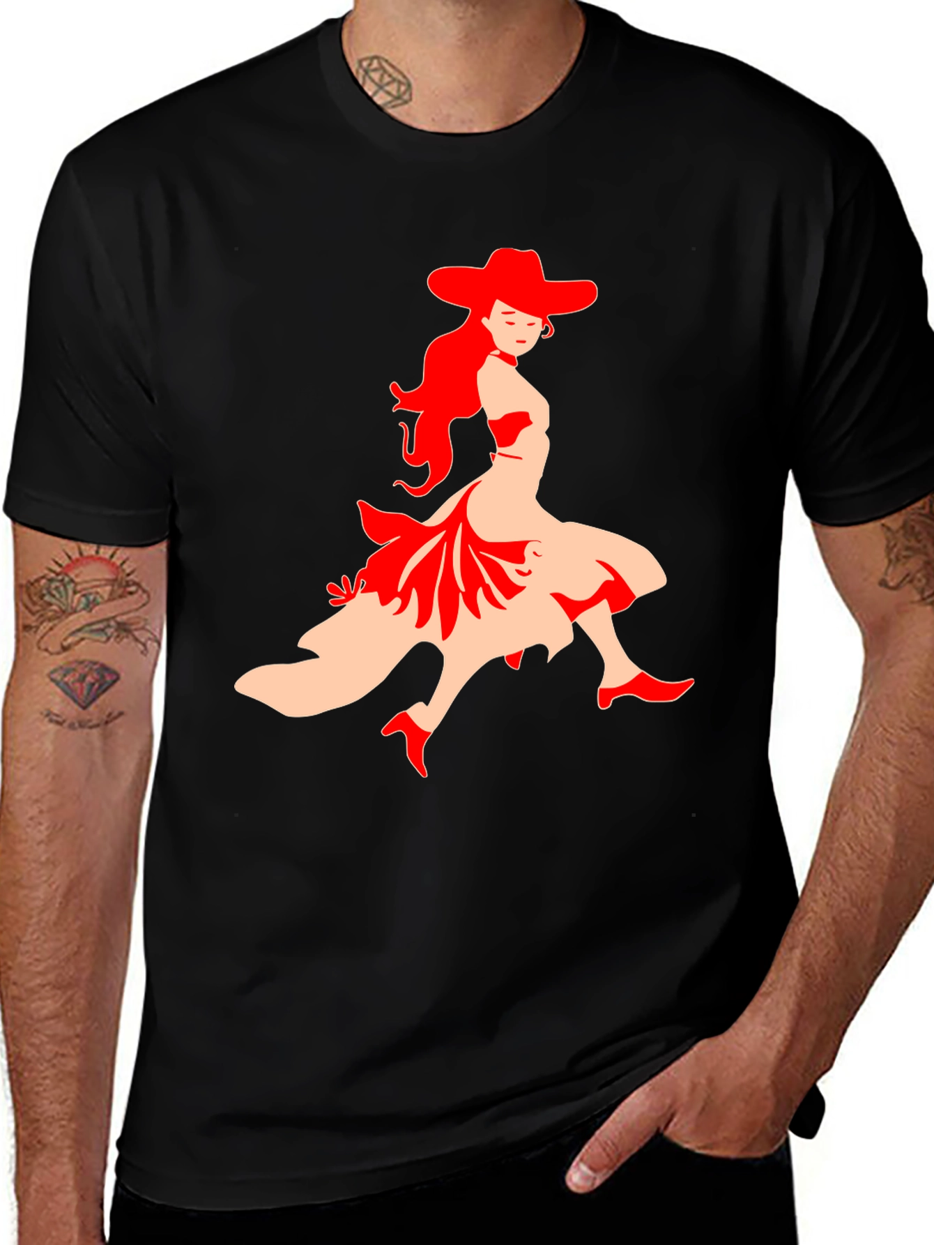 Flamenco Dancer Graphic Tee - Black