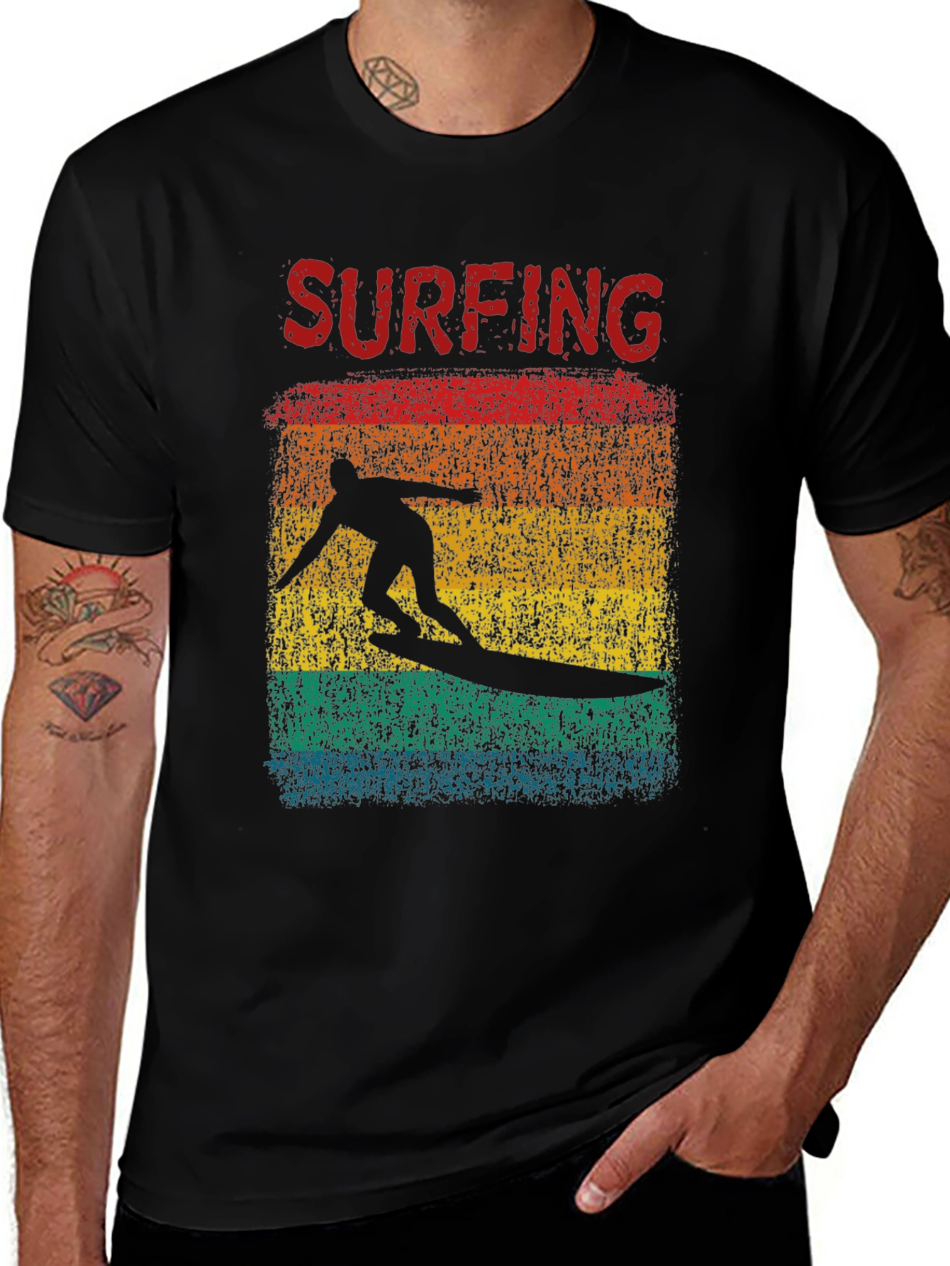 Variant 27 of Surfing Retro Graphic Tee - Black