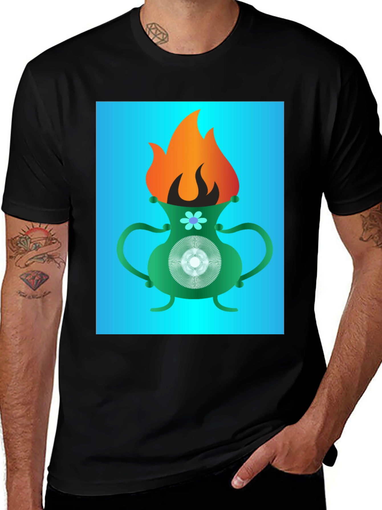 Variant 22 of Flaming Vase Graphic Tee - Unique Design