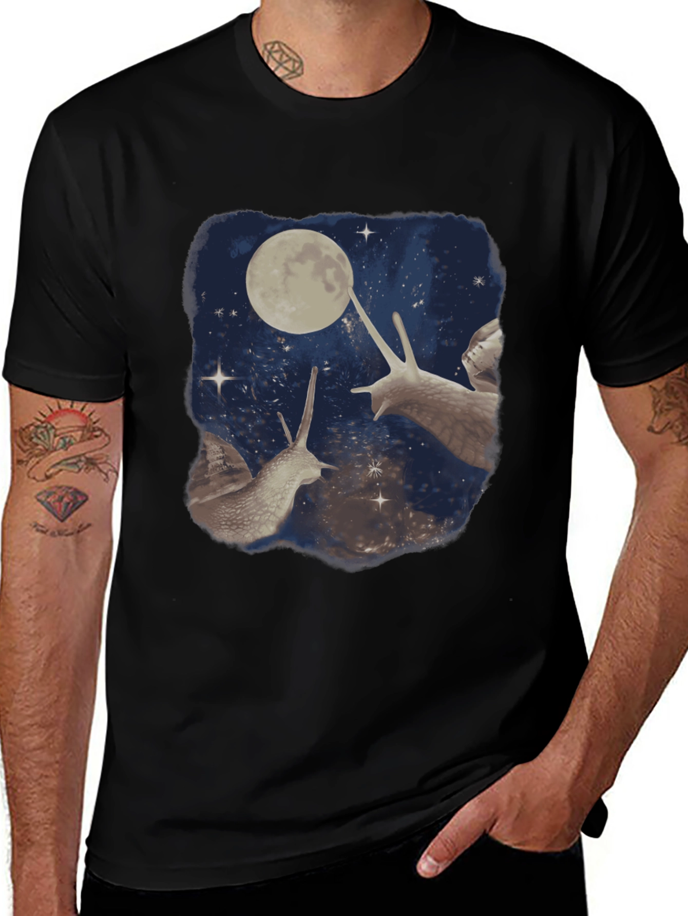 Variant 28 of Cosmic Snail Moon Gazers Black Tee