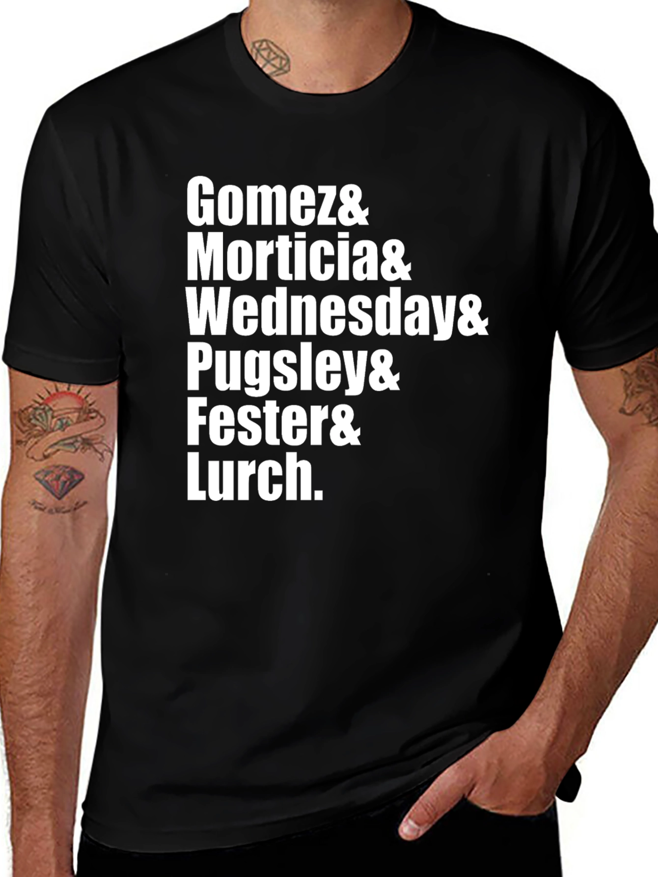 Addams Family Character List Black T-Shirt