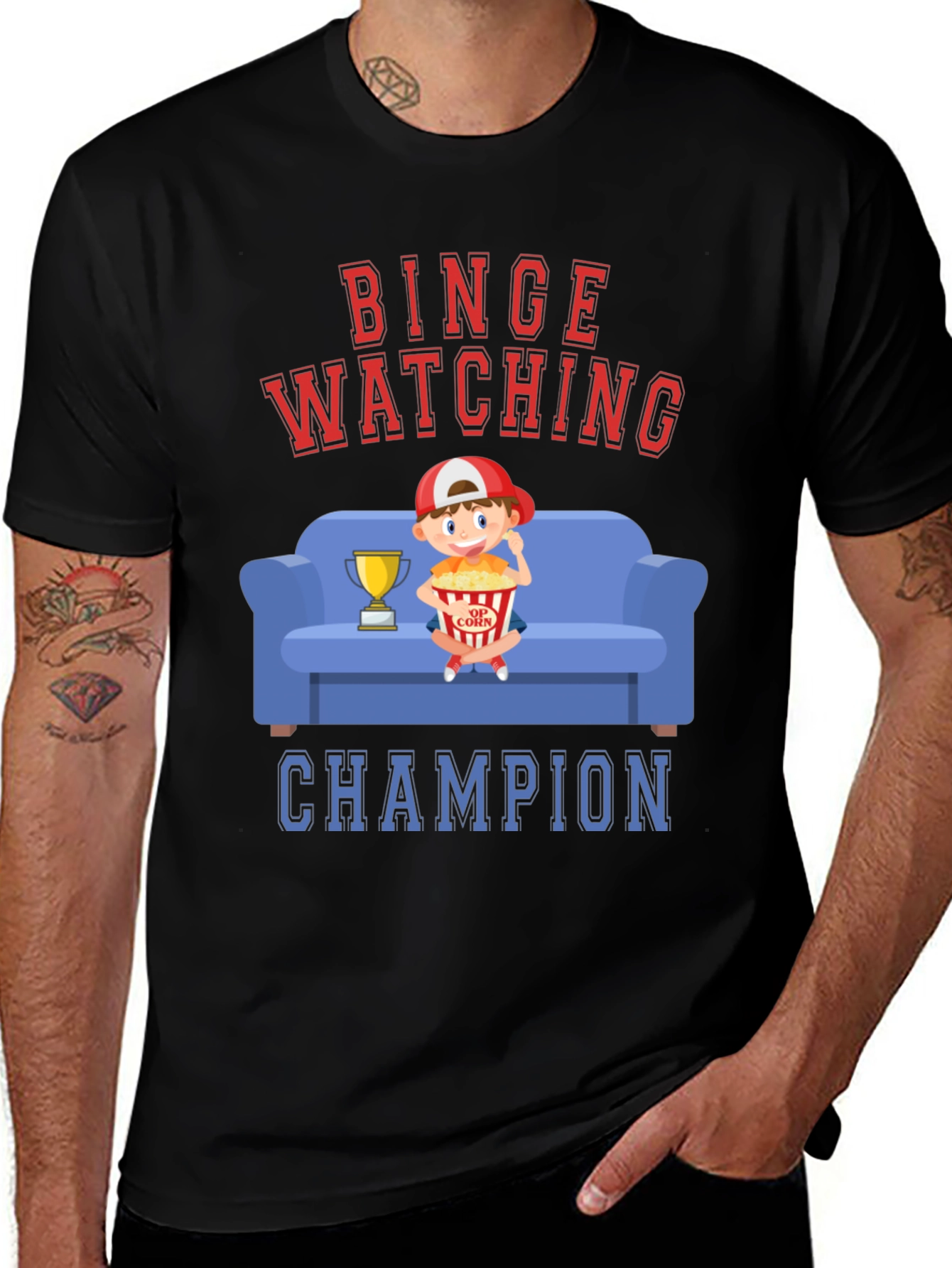 Variant 18 of Binge Watching Champion Graphic T-Shirt