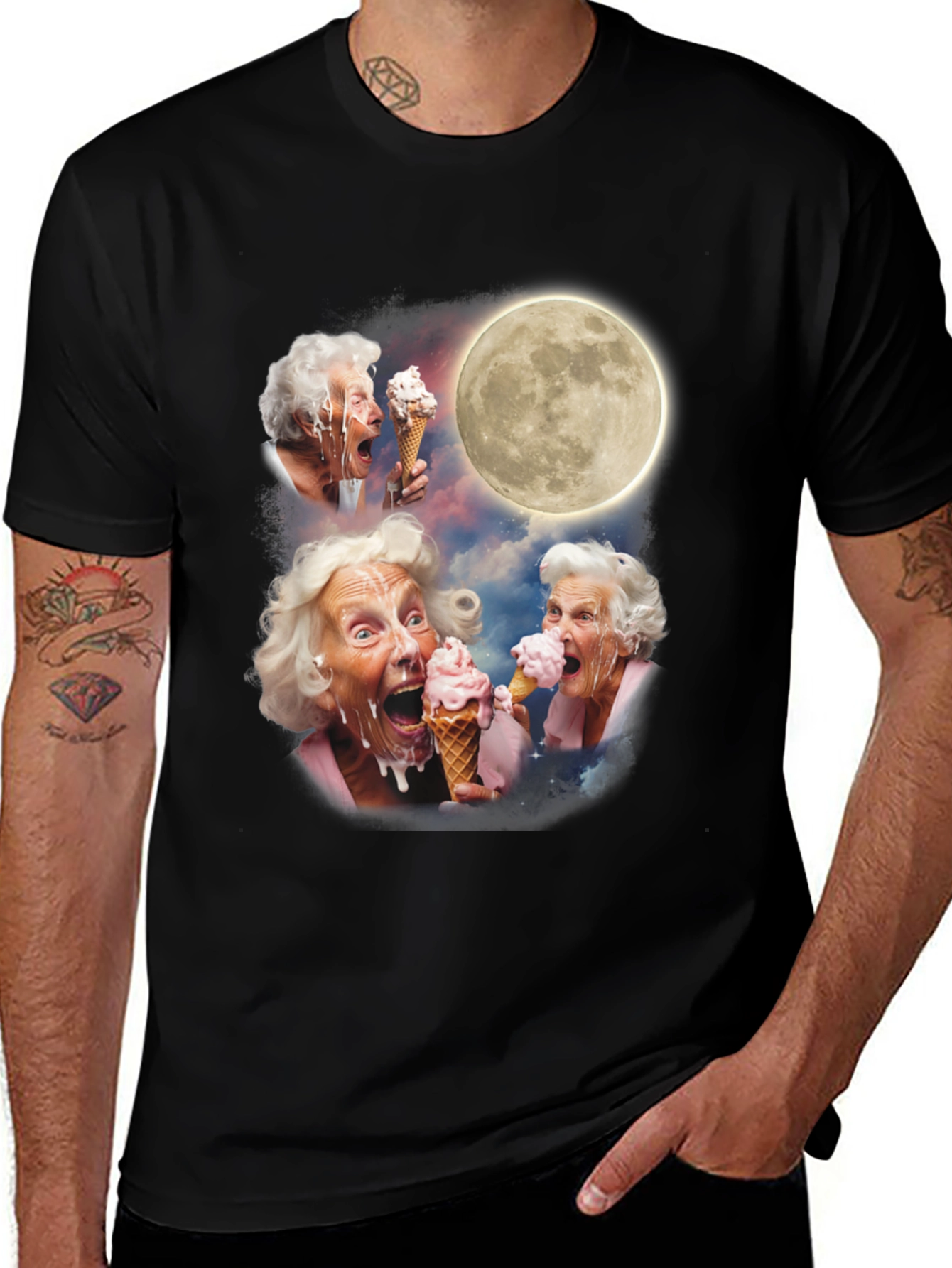 Variant 29 of Crazy Granny Ice Cream Moon Graphic T-Shirt