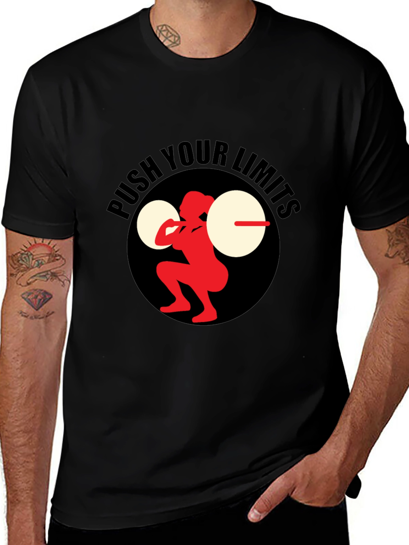 Variant 13 of Push Your Limits Black Graphic Tee - Fitness Apparel