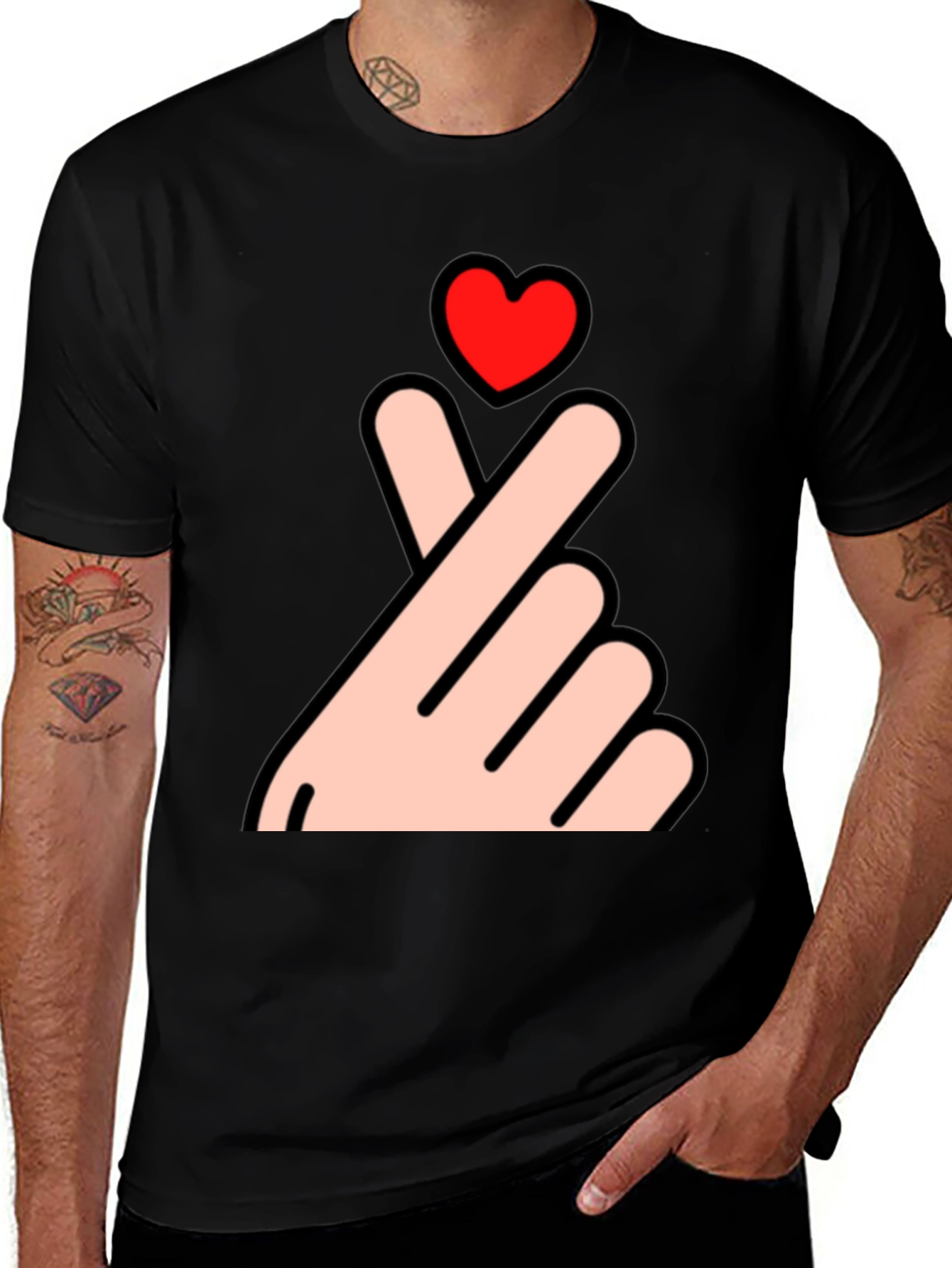 Variant 26 of Finger Heart T-Shirt - Korean Love Sign Tee