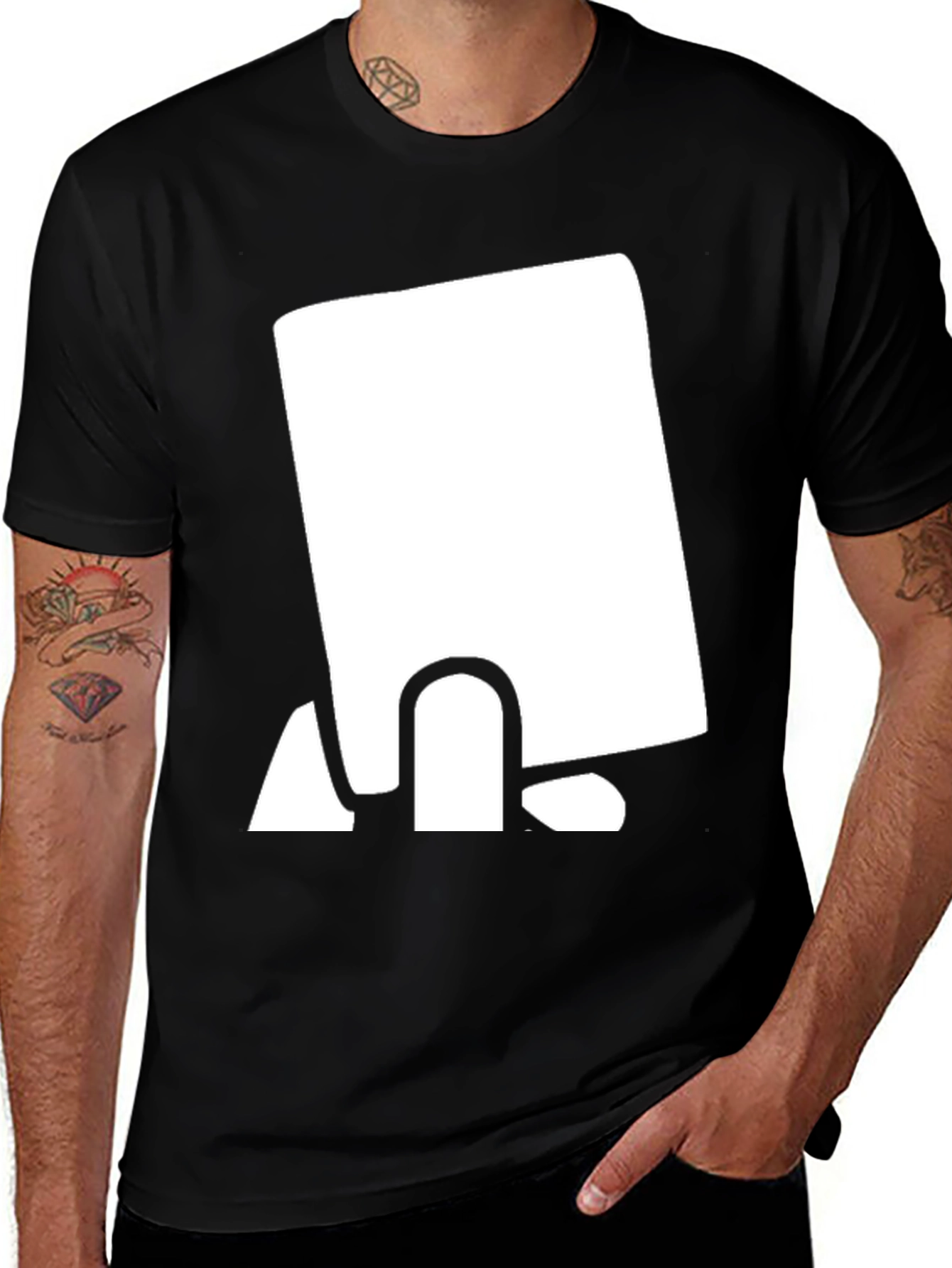 Variant 21 of Modern Graphic Tee - White Abstract Design on Black