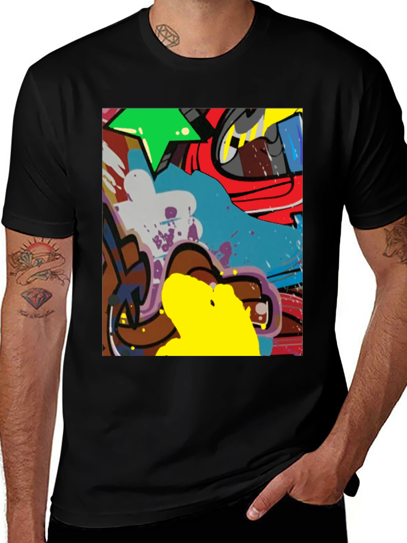 Black Abstract Graffiti Art Graphic Tee main image