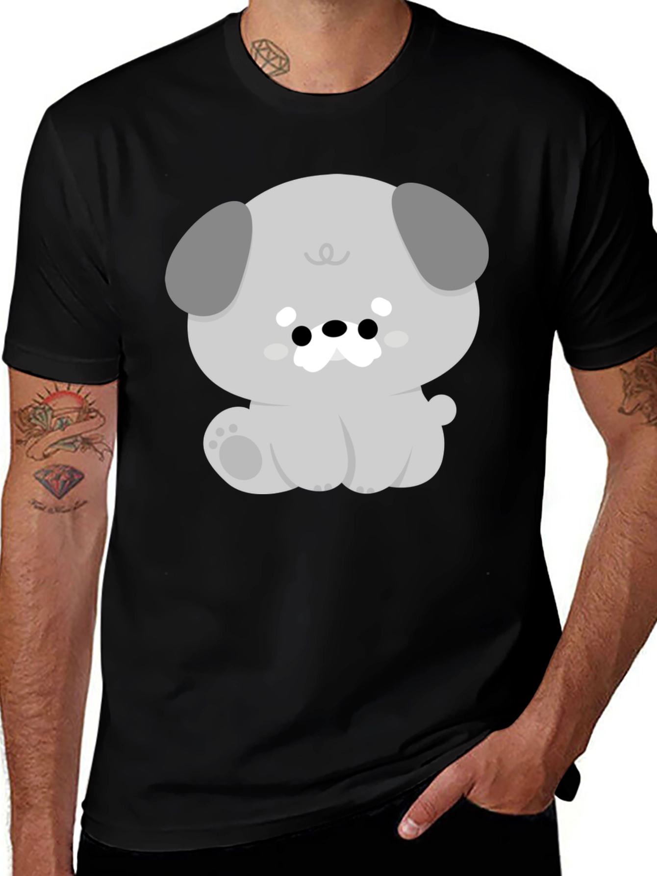 Variant 15 of Cute Dog Graphic Black Tee