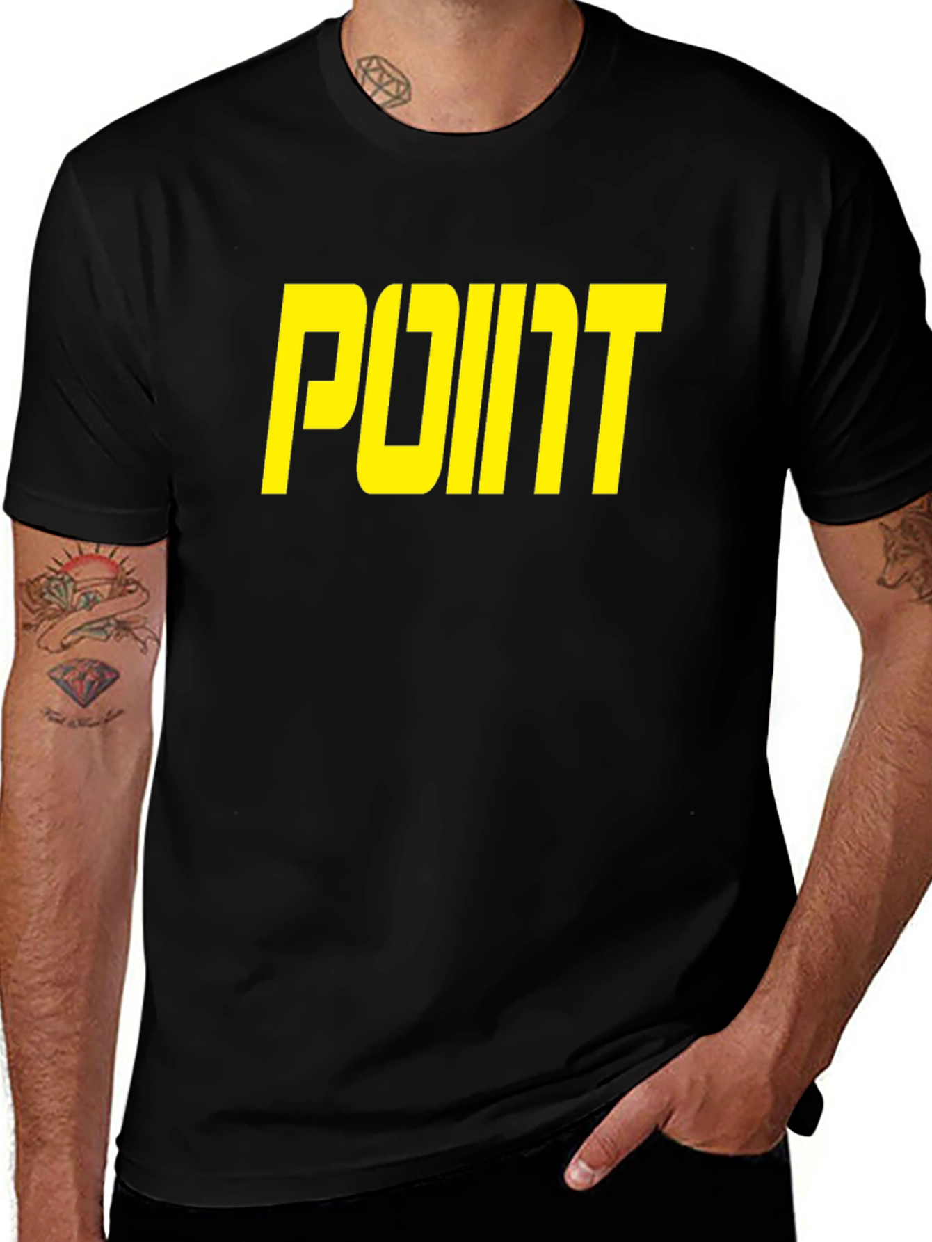 Variant 28 of POINT Graphic Tee - Black Cotton T-Shirt