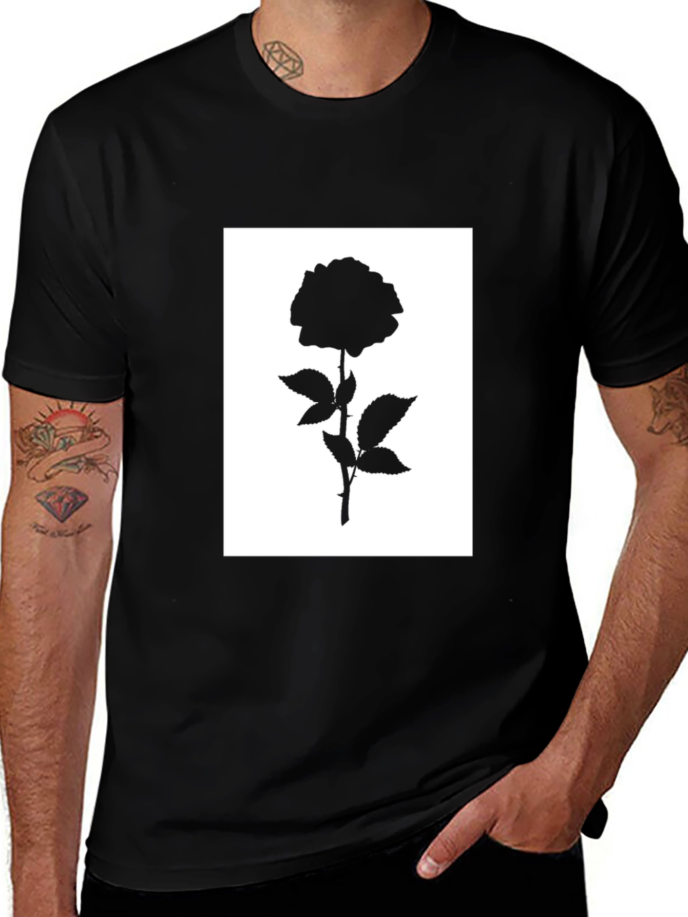 Variant 6 of Black Rose Graphic Tee - Stylish & Modern