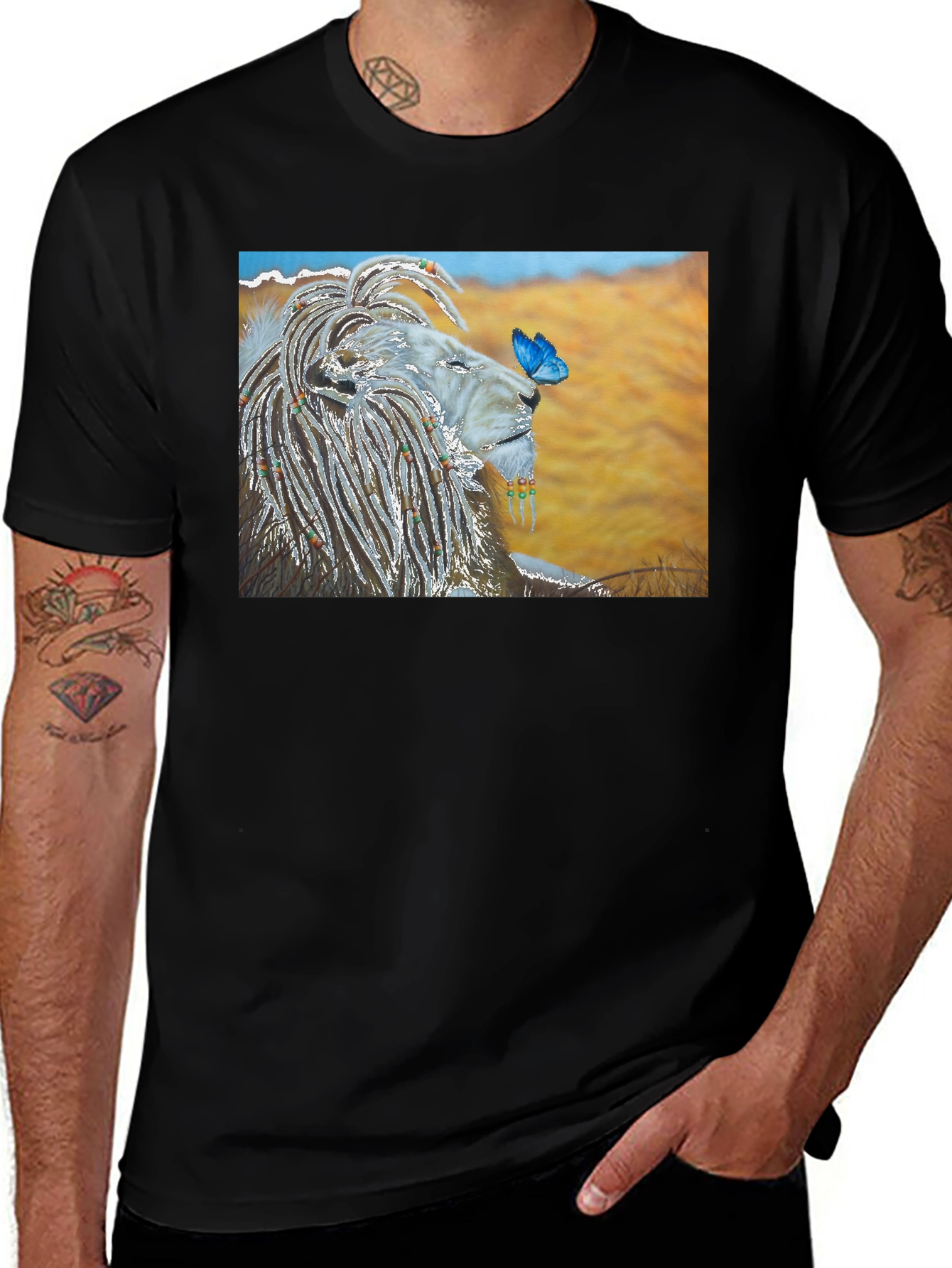 Variant 2 of Lion and Butterfly Graphic T-Shirt