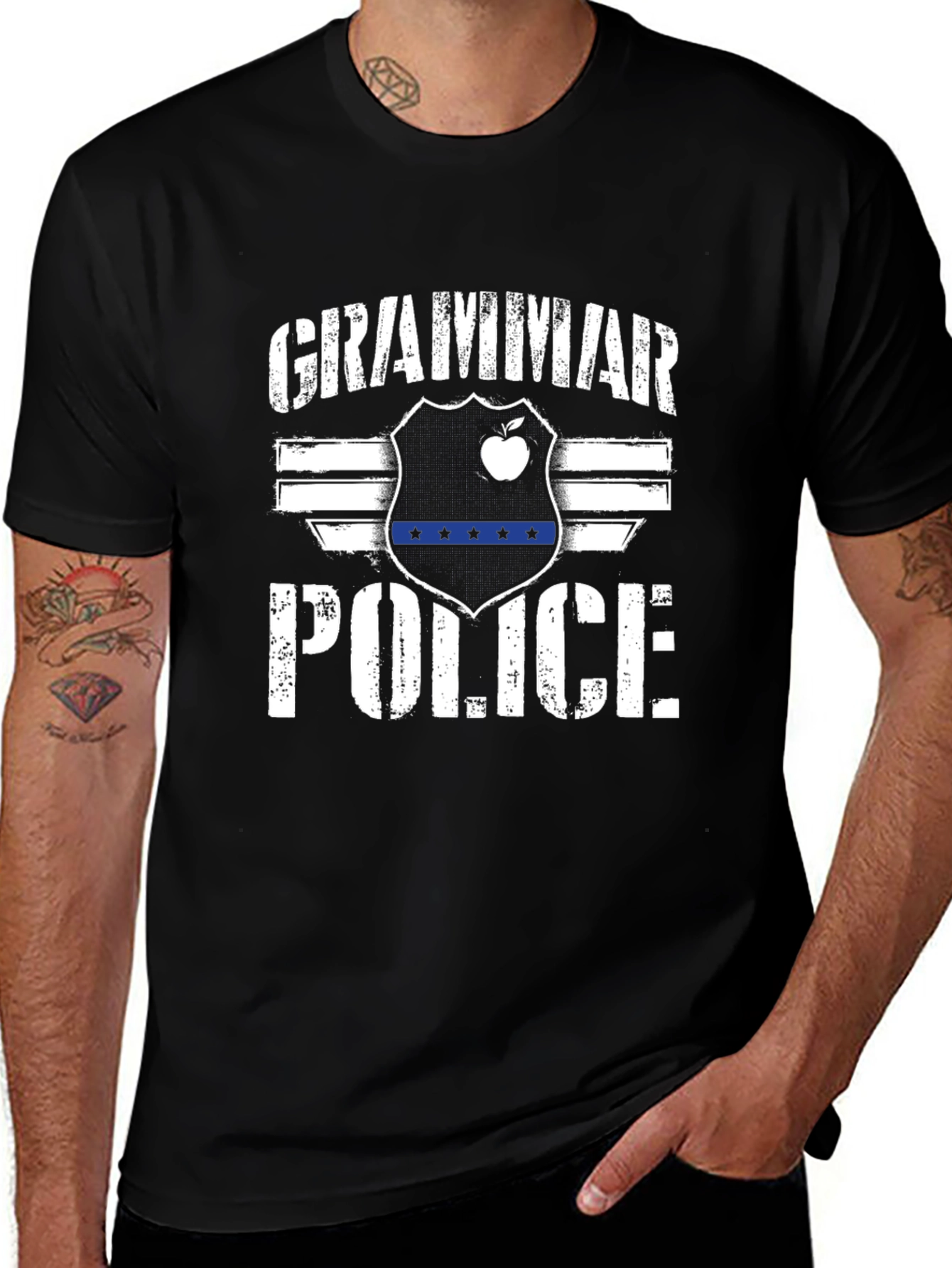 Variant 15 of Grammar Police Graphic Tee - Black Novelty T-Shirt